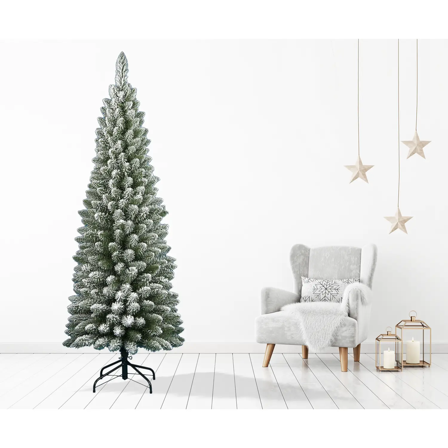 Albero di Natale Silvestre Floccato – 240 cm Verde SLIM - alberi