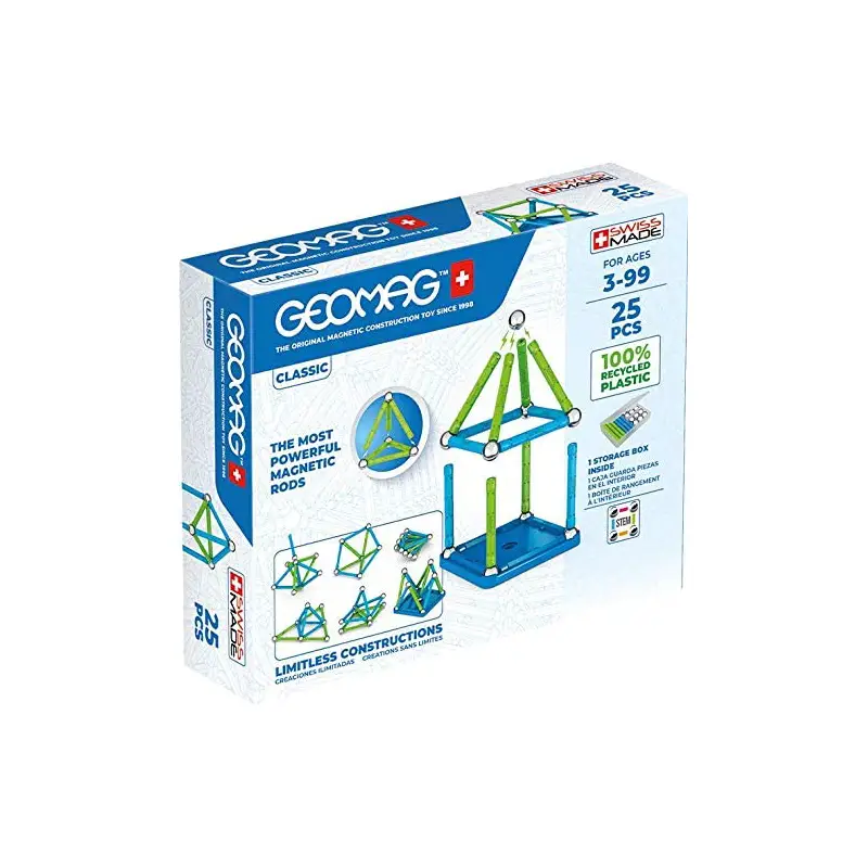 Geomag Classic Green Line 25 Pezzi – Costruzioni Magnetiche Educative STEM - Costruzioni tecniche