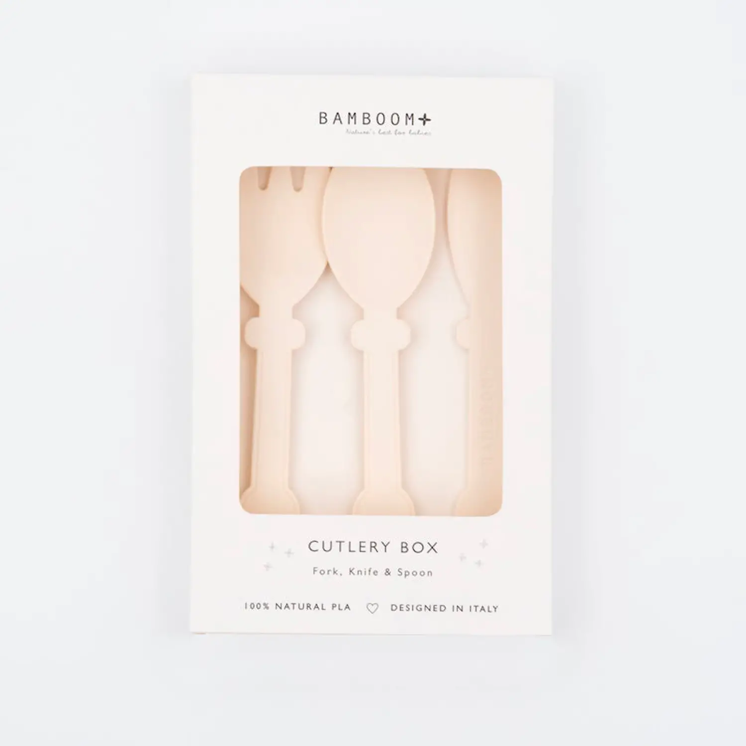 Bamboom Set Posate (Forchetta Coltello Cucchiaio) Colore Crema - pappa