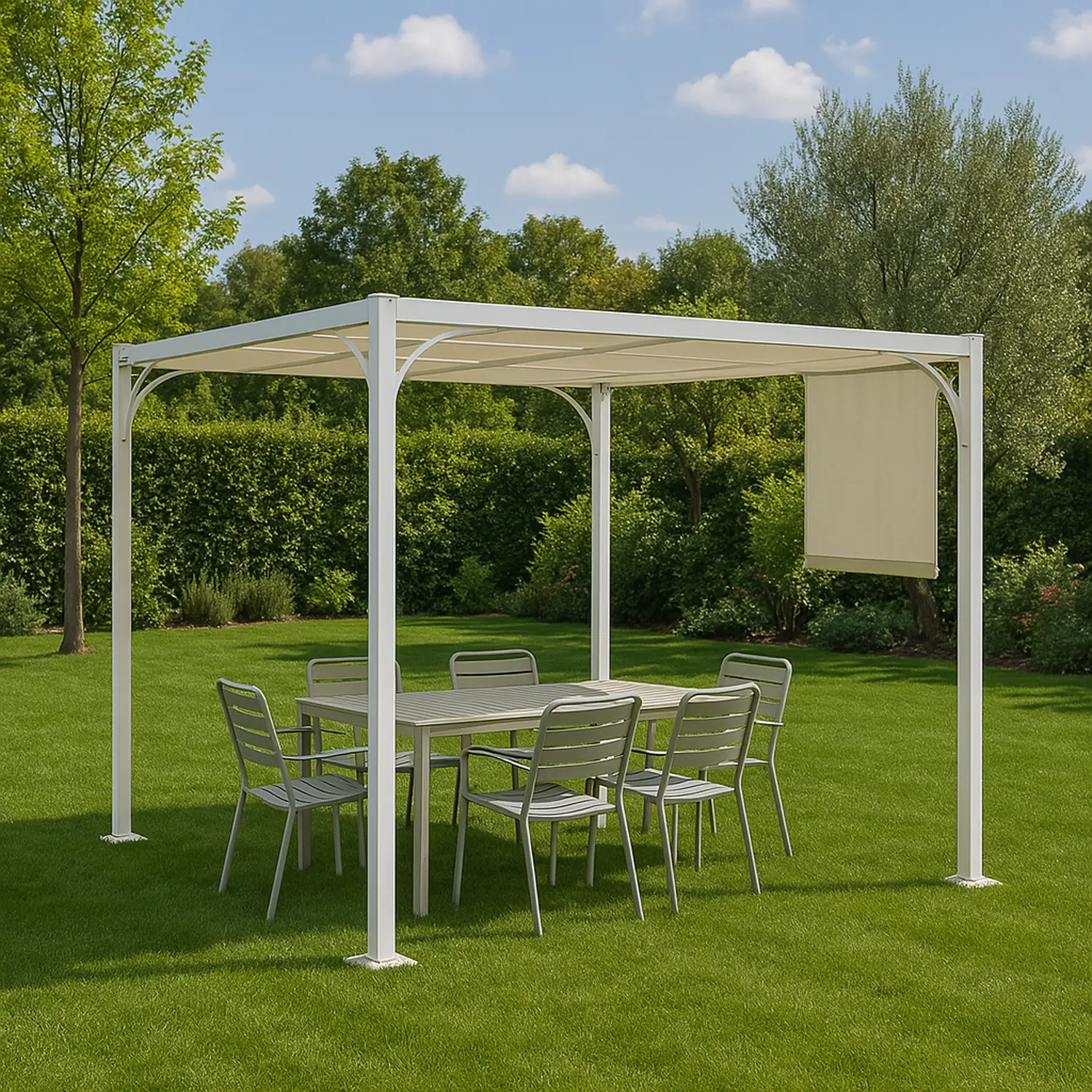 Gazebo Slide 3x3 - Bianco-Tortora - H 225 - gazebi in ferro