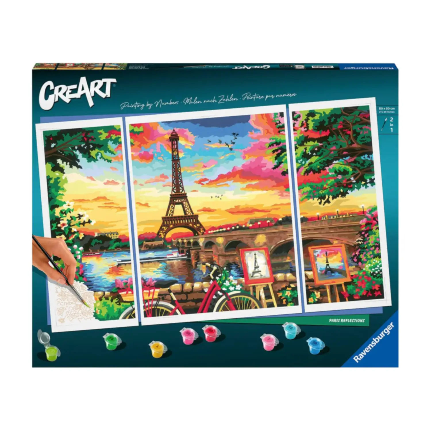 CreArt Serie Premium Trittico Paris Reflections – Kit Pittura Numerata - creatività