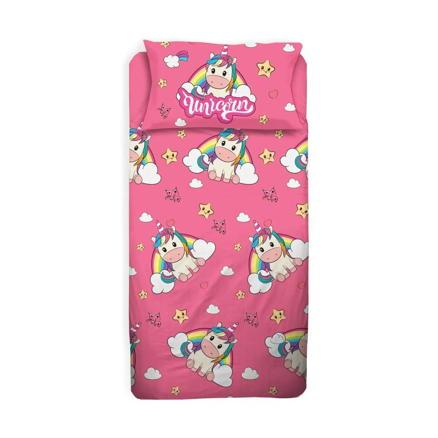 Completo Letto 1 Piazza Unicorno Arcobaleno HERMET - biancheria casa