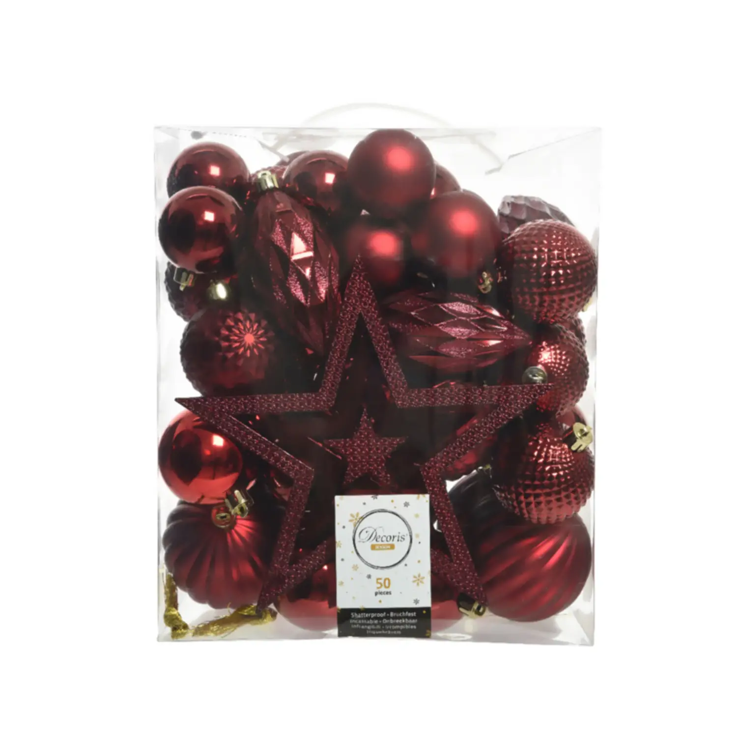 Box 50 Sfere di Natale - Diametro 8 cm - Oxblood - addobbi albero