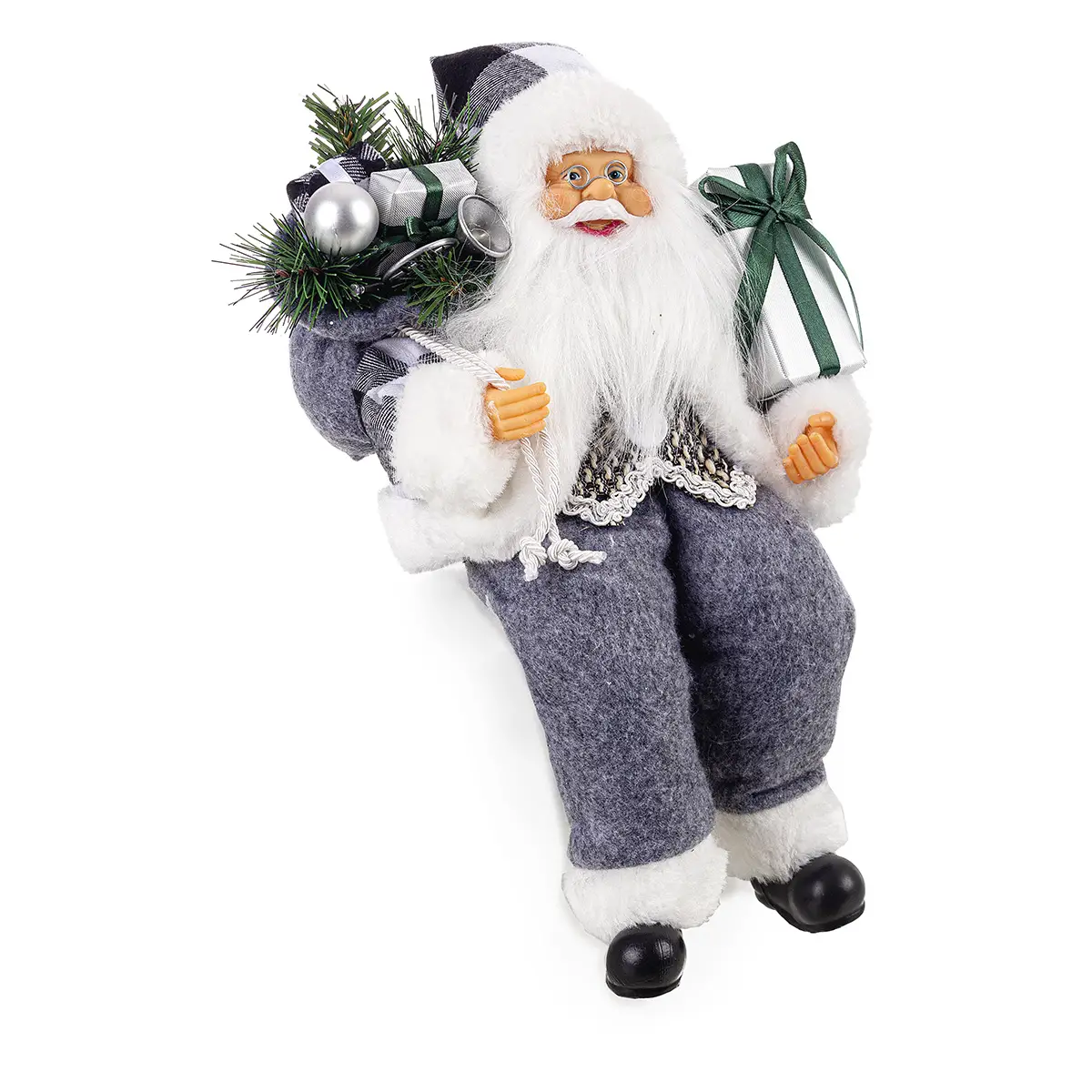 Babbo Elton Seduto Grigio – Altezza 30 cm - addobbi casa