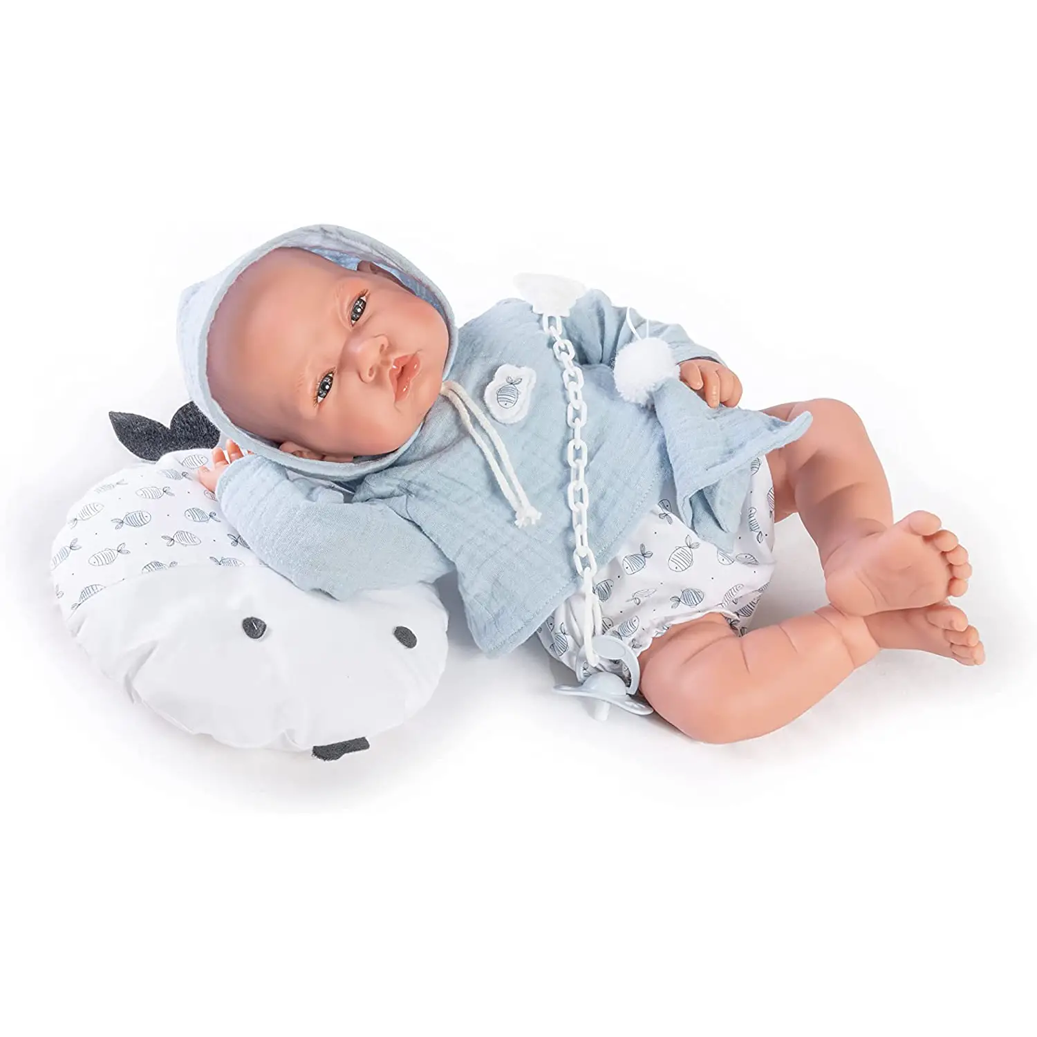 Bambola Neonato con Cuscino Pesce - Bambola Neonato 42 cm - Bambole e accessori