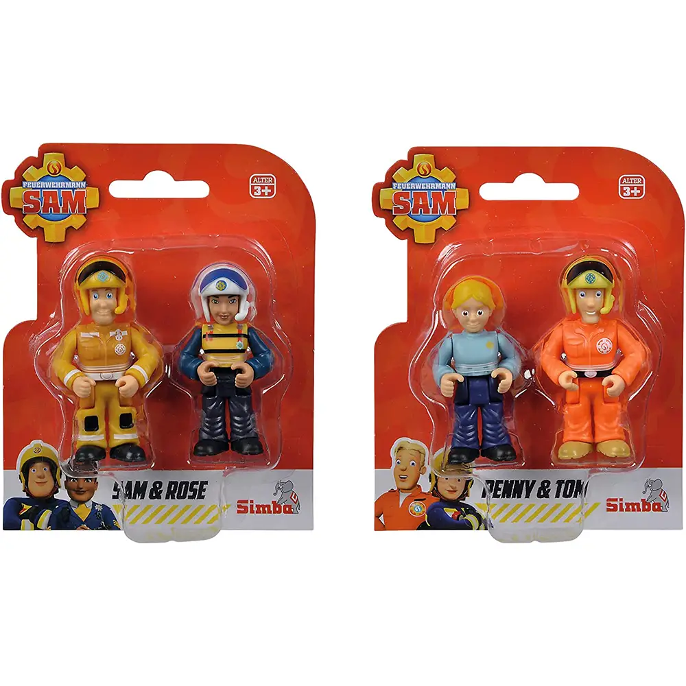 Sam il Pompiere Set 2 Personaggi 7 cm con Accessori - action figures ed accessori