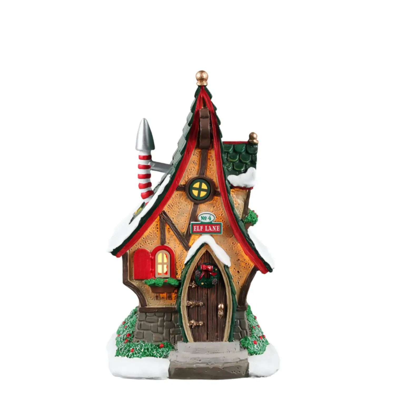 Lemax No. 4 Elf Lane 24018 – Casa degli Elfi Luminosa con Camino Candy Cane - scene e villaggi