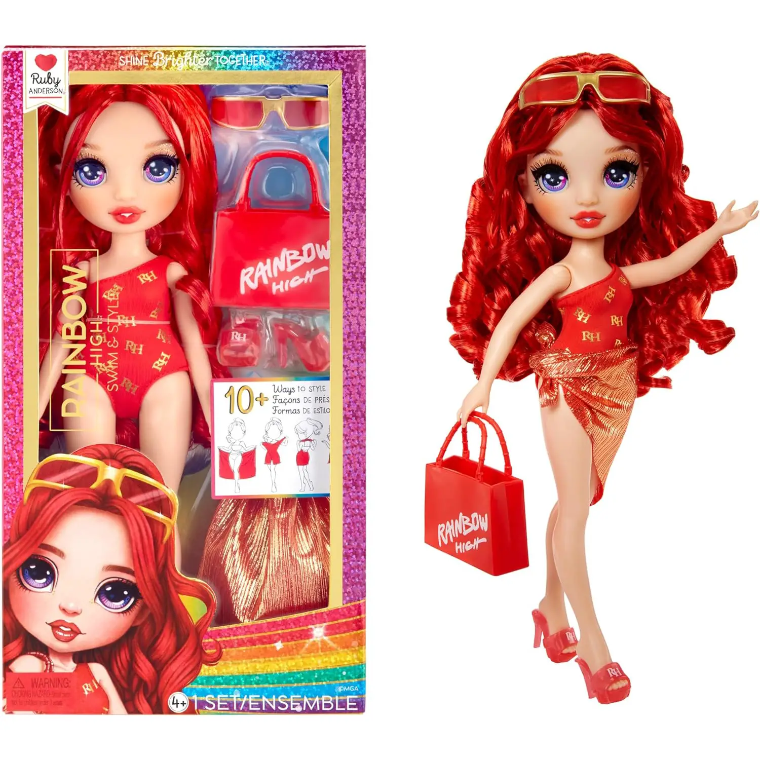 Rainbow High Swim & Style Fashion Doll Ruby - collezionabili bambina