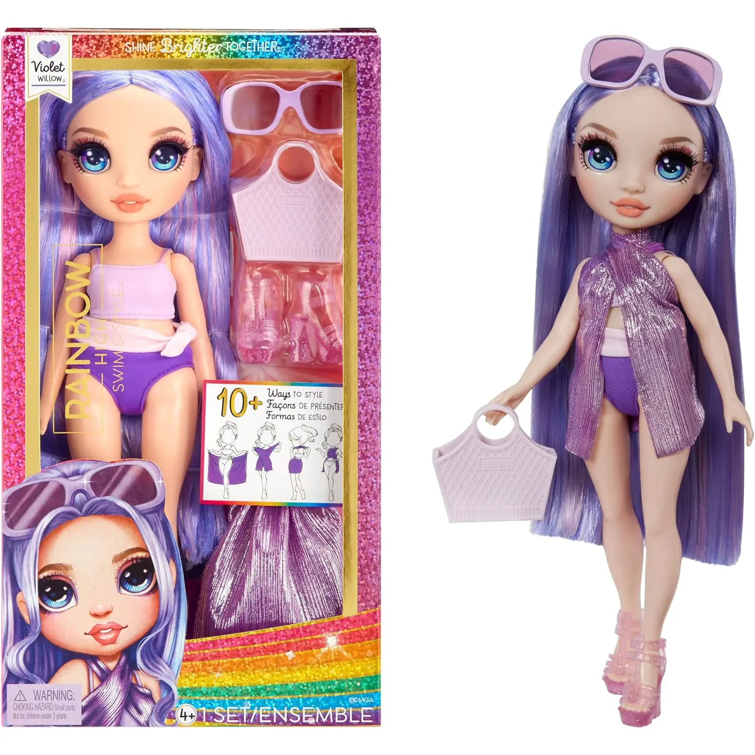 Rainbow High Swim & Style Fashion Doll Violet - collezionabili bambina