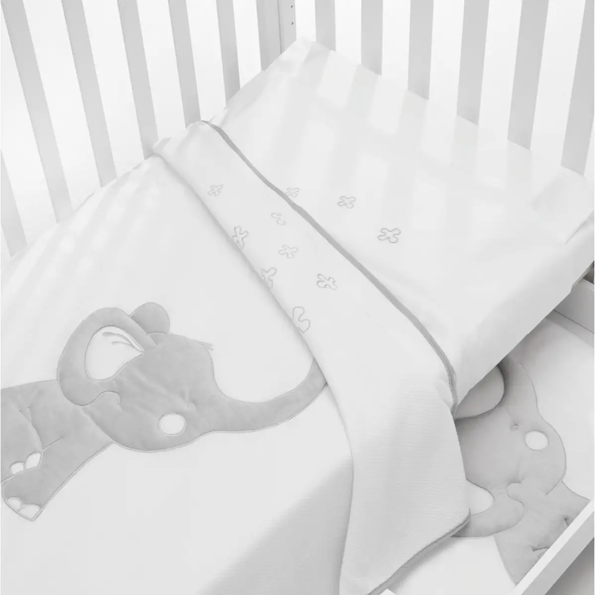 Set Lenzuola Letto Elly Bianco Grigio - lenzuolini