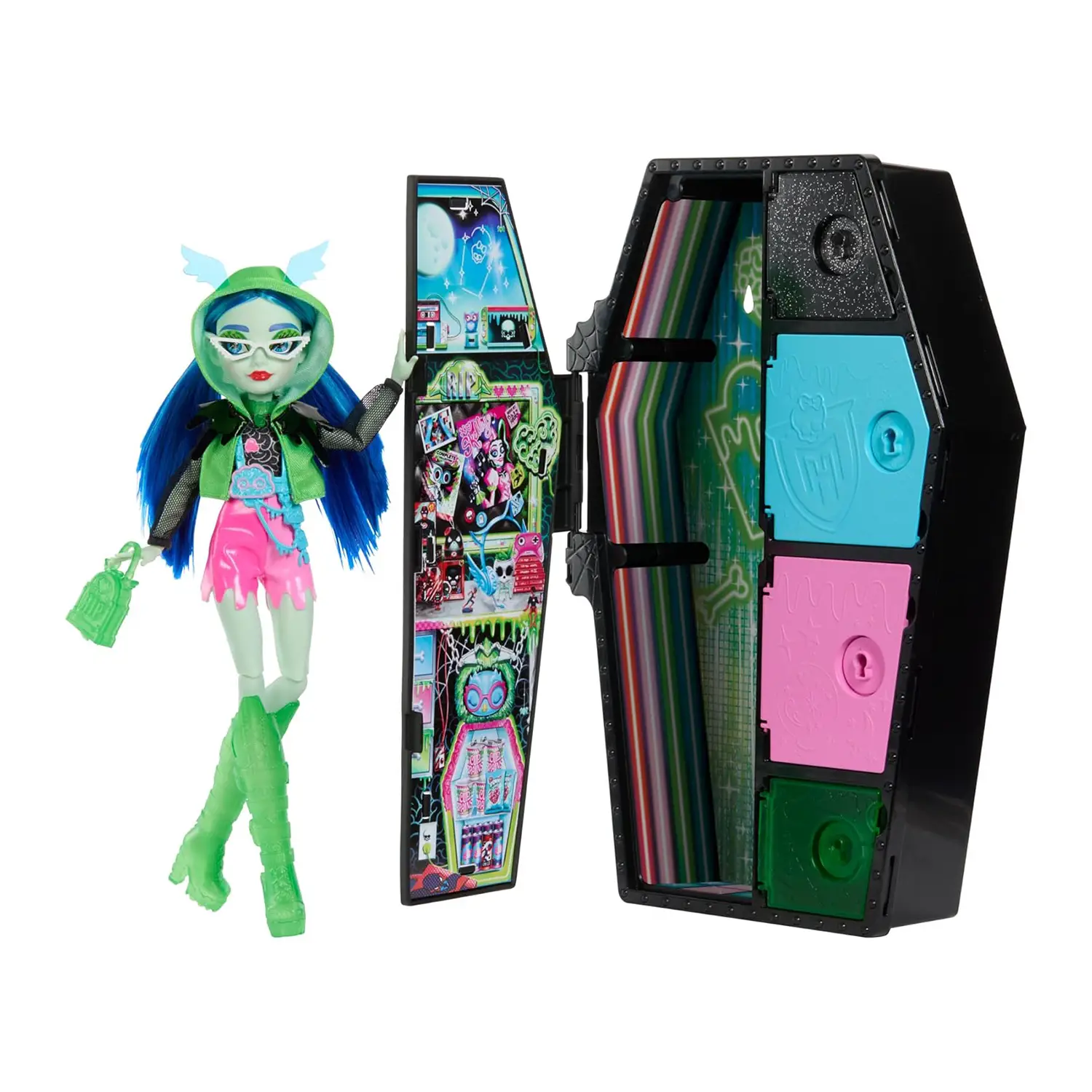 Monster High - Segreti da Brivido Neon Frights Ghoulia Yelps - collezionabili bambina