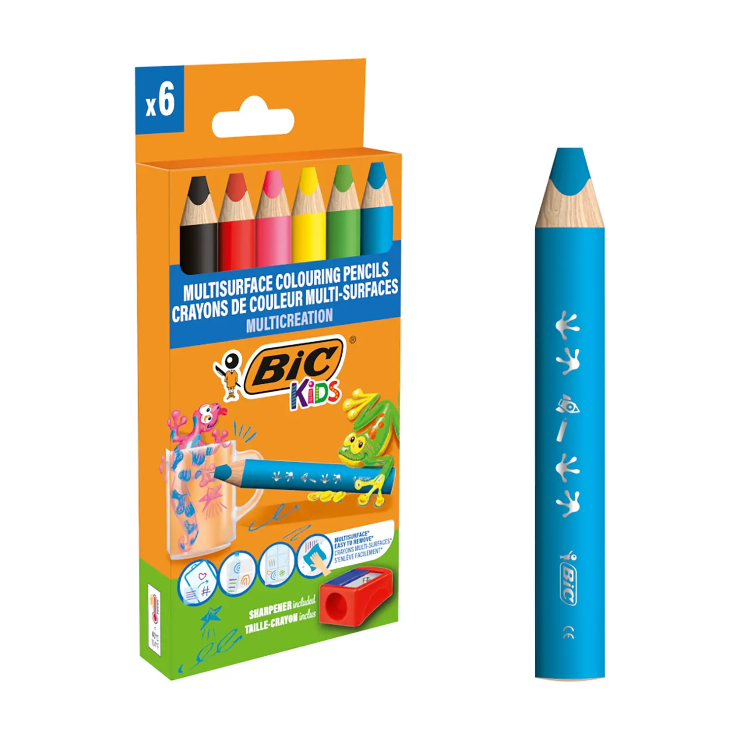 Pastelli Multisuperficie Bic Kids 6 Colori + Temperamatite - Pastelli