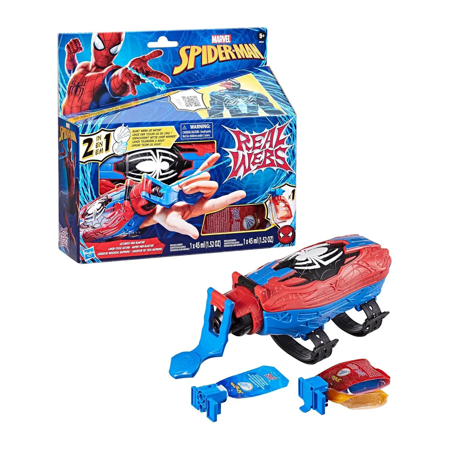Hasbro Marvel Spider-Man Real Blaster di Ragnatele – Gioco Interattivo per Bambini - action figures ed accessori