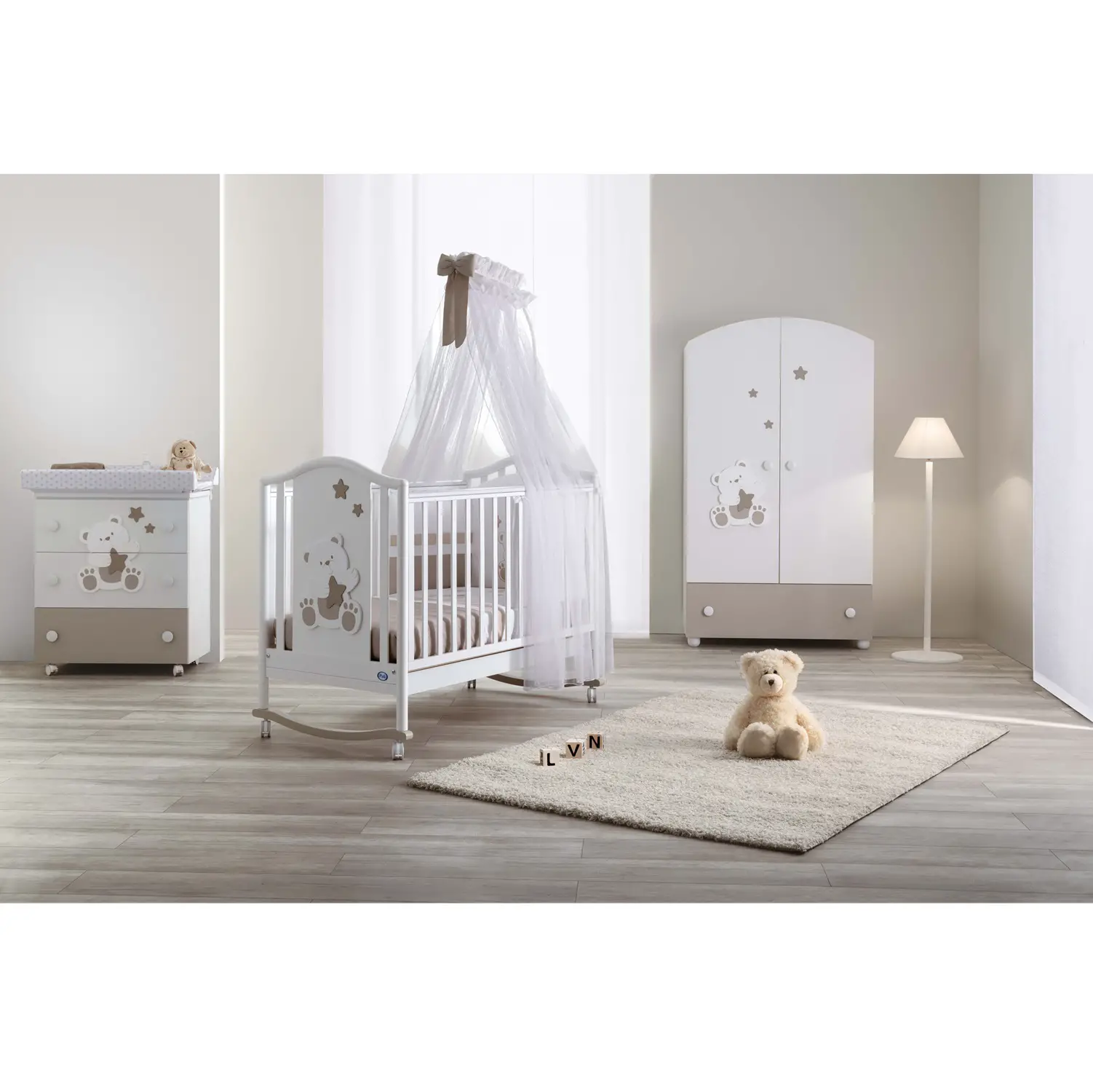 Bagnetto Fasciatoio Orsone Bianco Tortora – Pali - Zona cambio e bagno