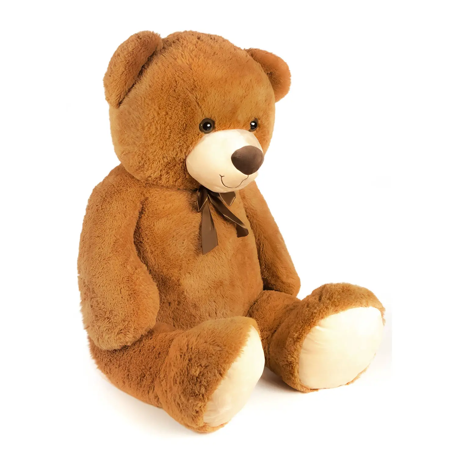 Orsetto Peluche Marrone 56 Cm Con Fiocco - Morbido E Vellutato, Grande Compagno Di Coccole Per Bambini E Adulti