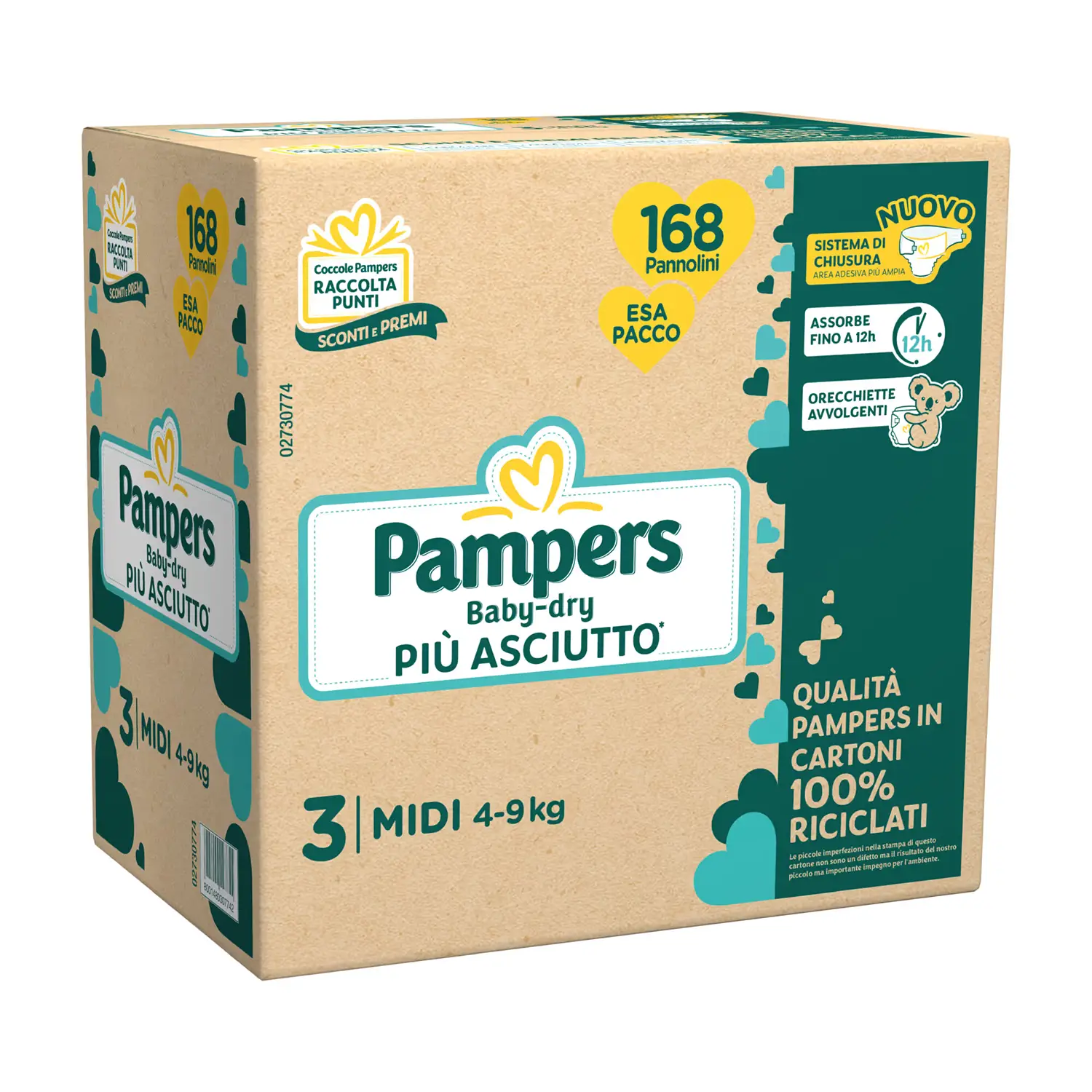 Pannolini Pampers Baby Dry EsaPack - Taglia 3 - 4-9 Kg - 168 Pezzi Babydry - pannolini e salviettine