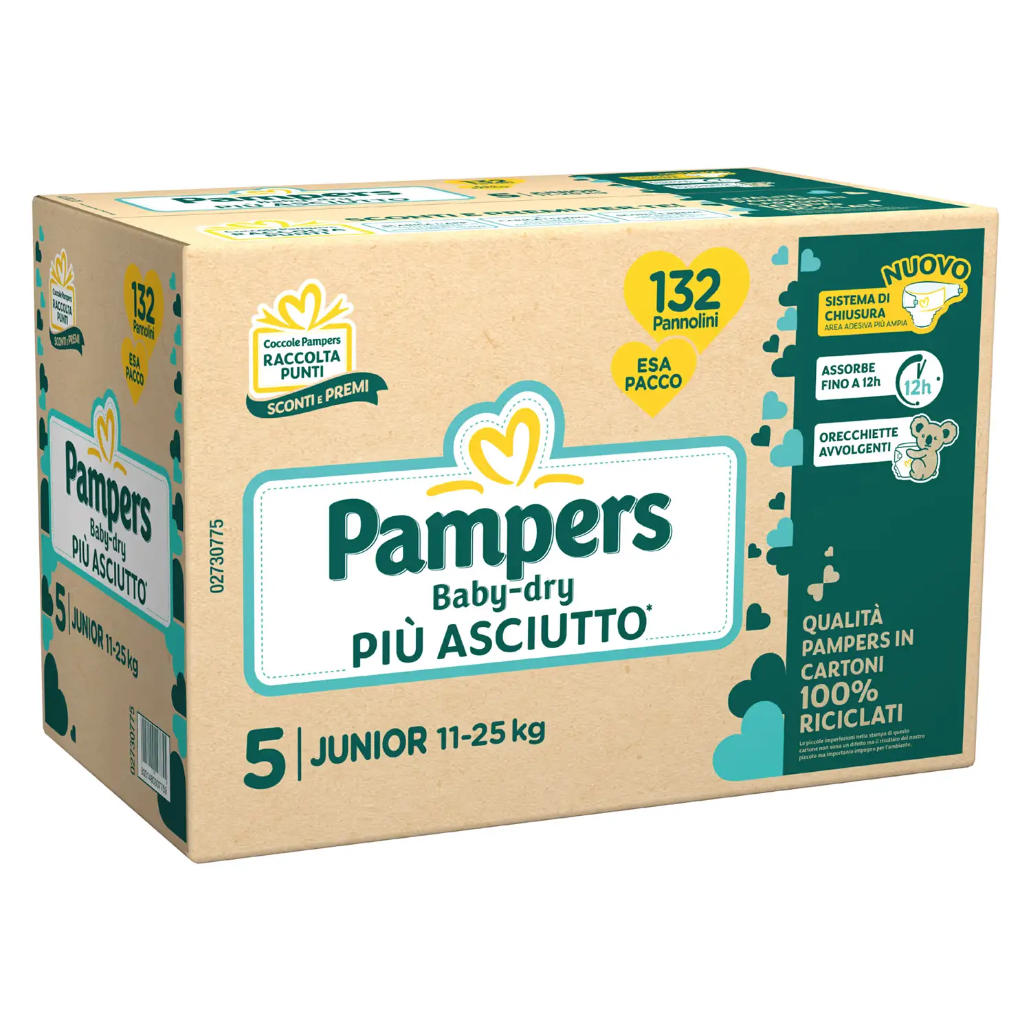 Pannolini Pampers Baby Dry EsaPack - Taglia 5 - 11-25 Kg - 132 Pezzi Babydry - pannolini e salviettine