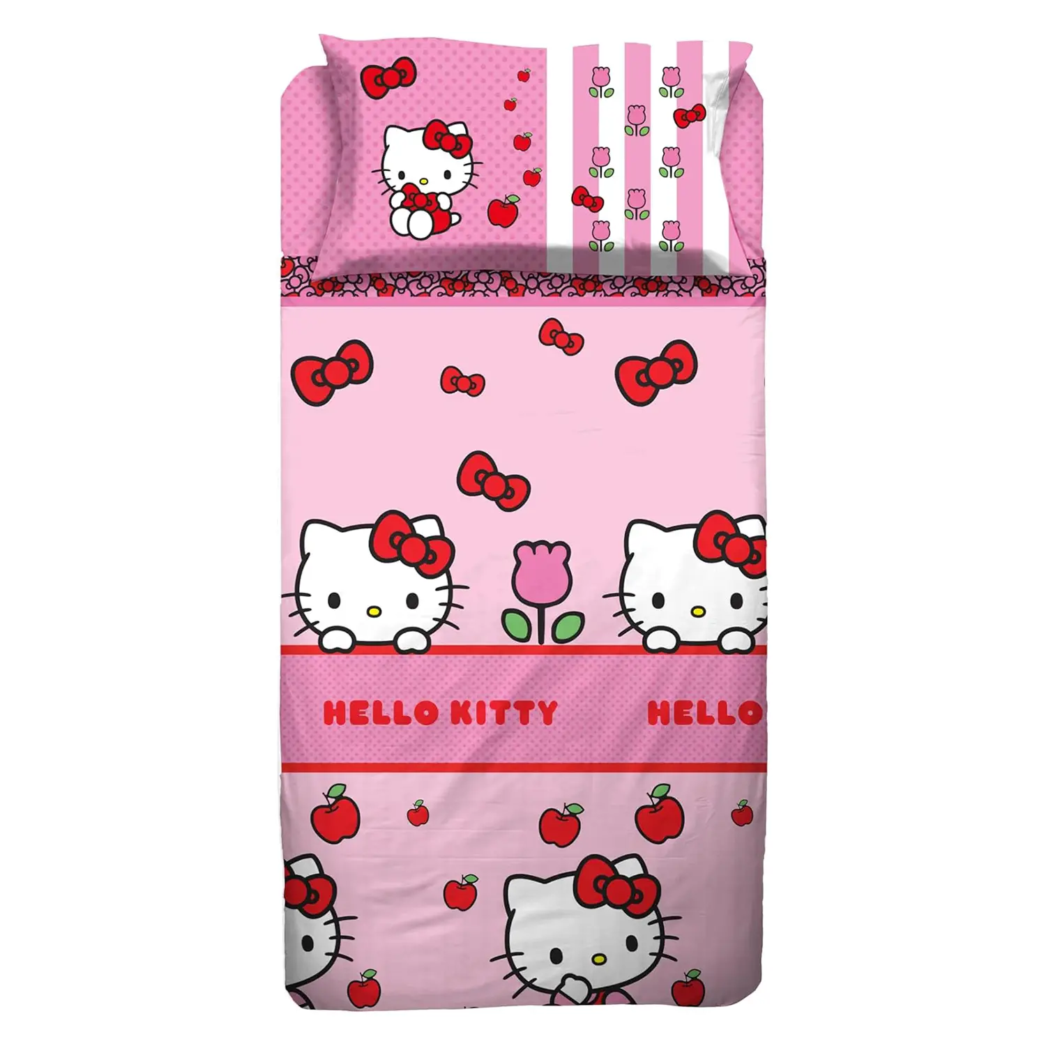 Completo Letto Singolo Hello Kitty con Federa Piazzata - HERMET - biancheria casa