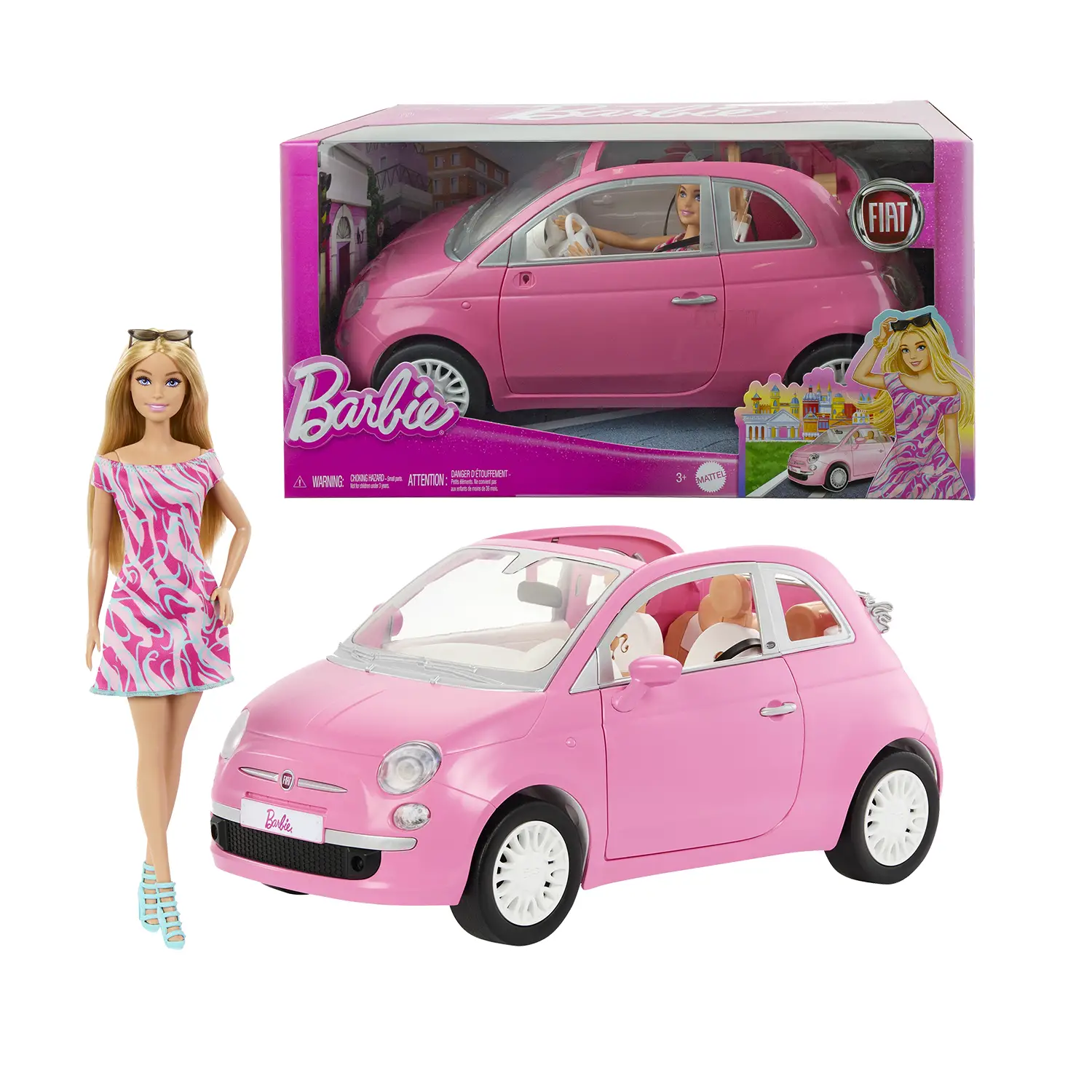 Barbie con Auto 500 Cabrio - Set Bambola e Veicolo HRG59 - collezionabili bambina