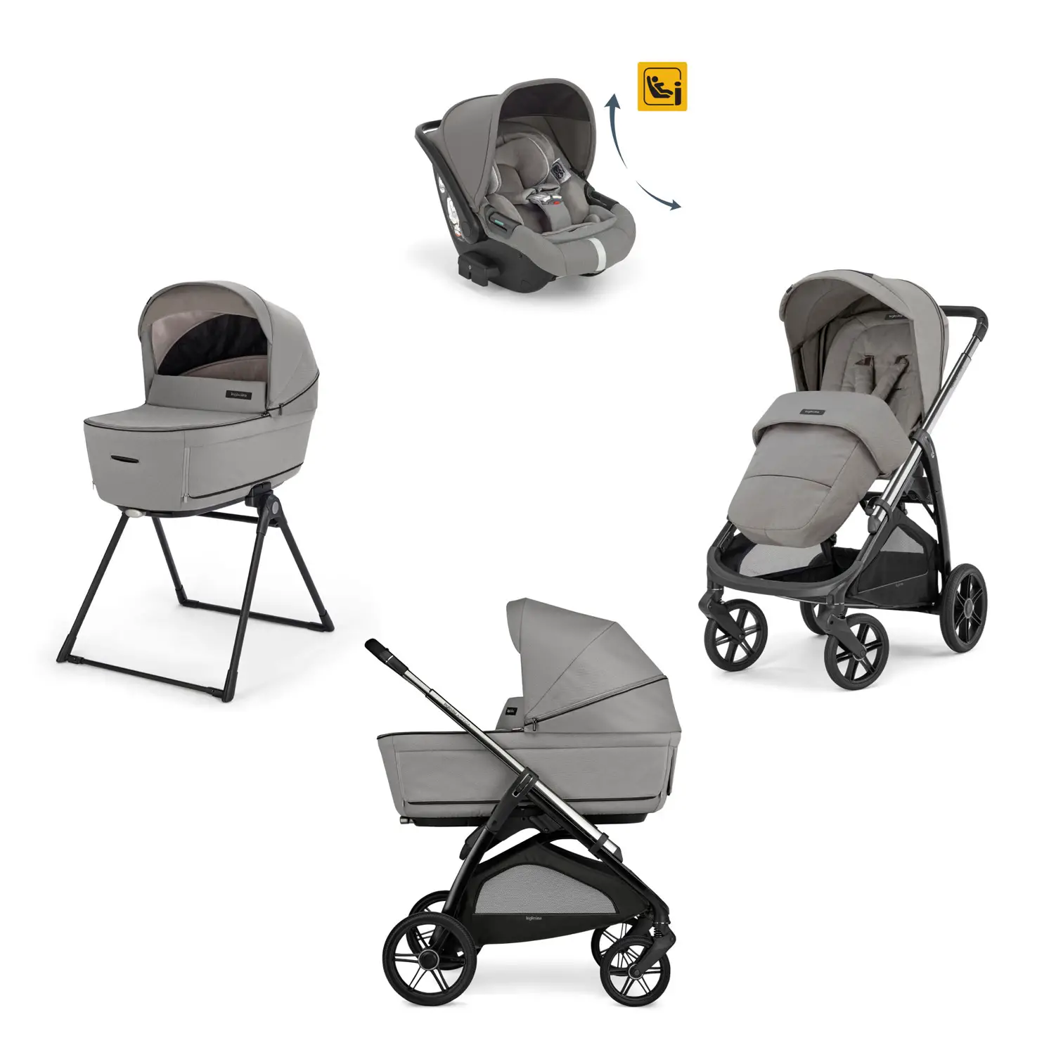 Nuovo Aptica sistem quattro Darwin recline Platinum Grey (telaio escluso) - trio e modulari