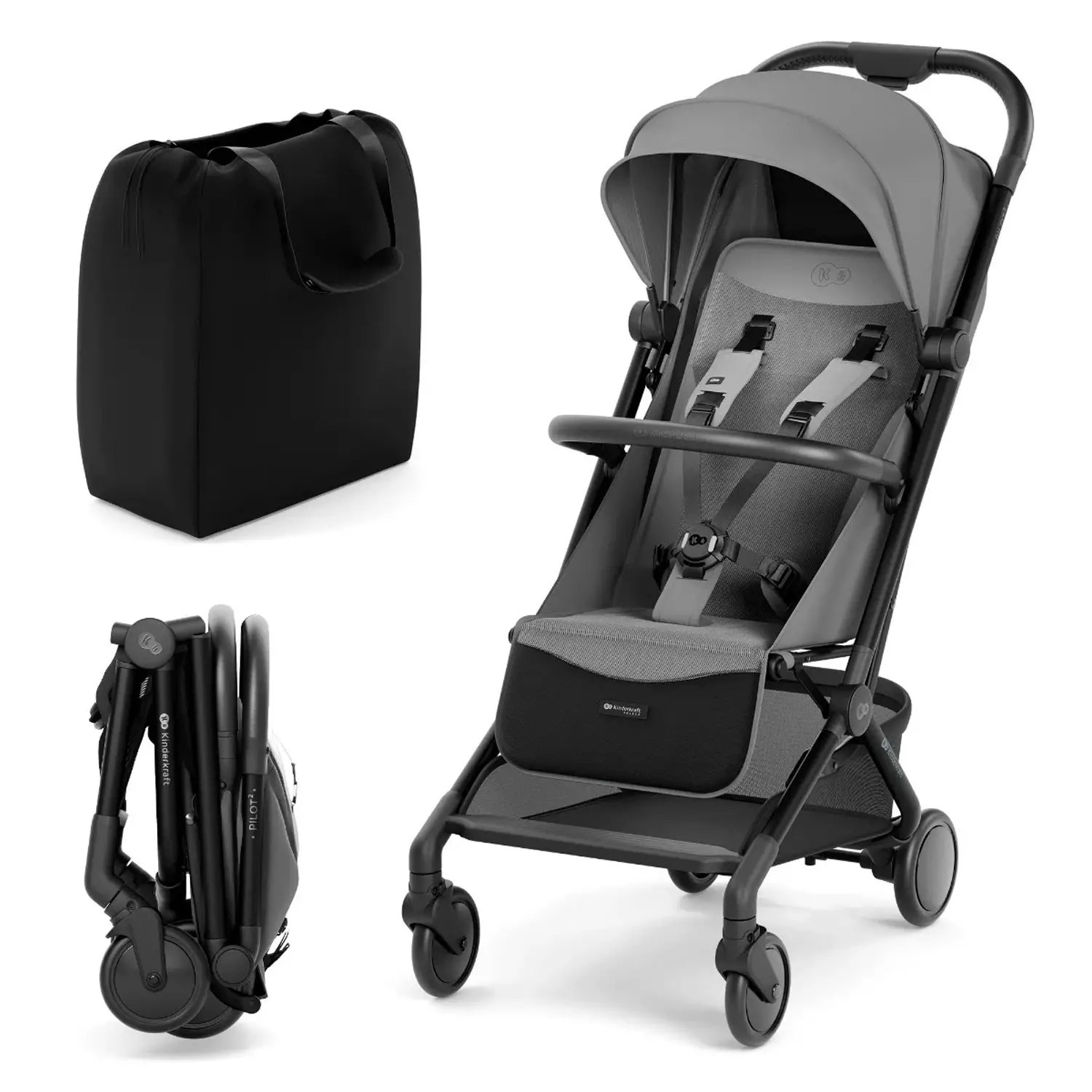 Passeggino Kinderkraft Pilot 2 Platinum Gray - passeggini compatti
