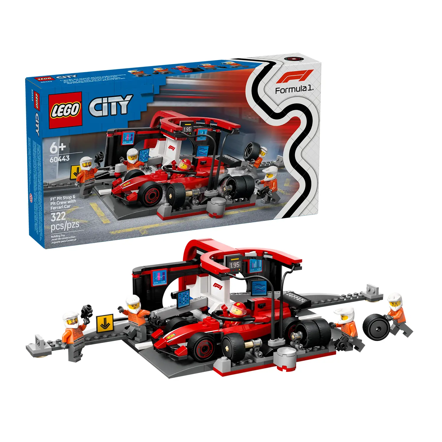 Lego City Formula 1 Pitstop e Meccanici con Monoposto Ferrari F1 60443 - lego
