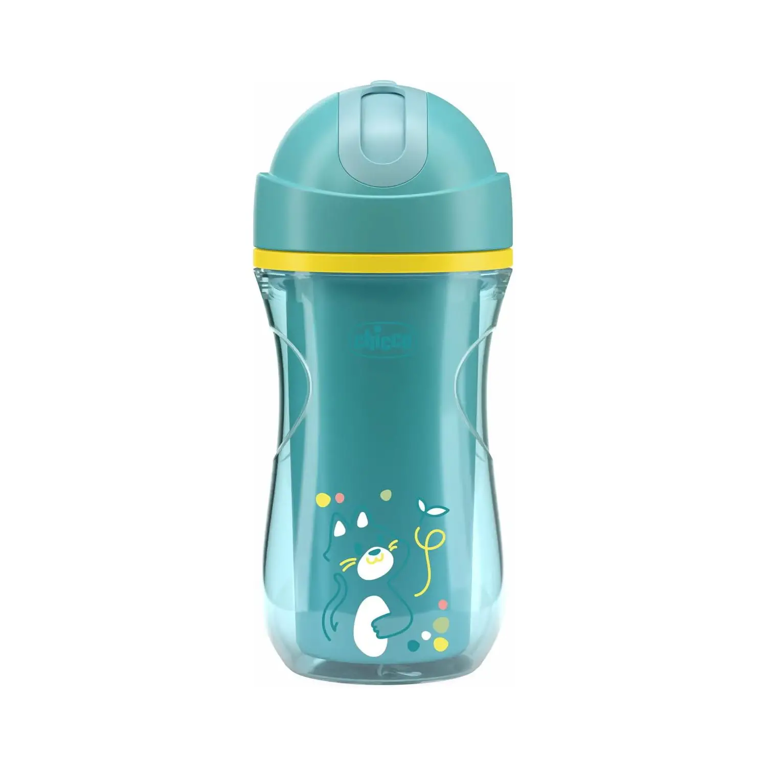 Chicco Sport Cup 266ml - Tazza con Cannuccia Flessibile Azzurra - piatti e posate