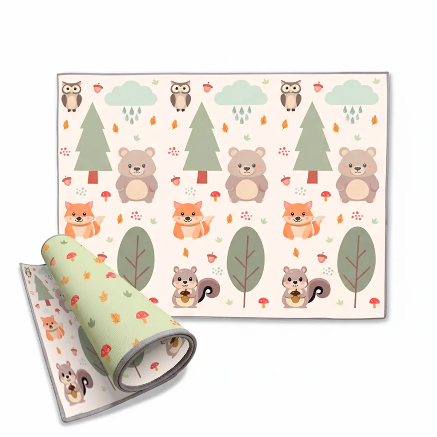 Maxi Tappeto Gioco Arrotolabile Primi Passi cm 200x150, Alto Spessore 10mm, Funny Wood - Primi giochi