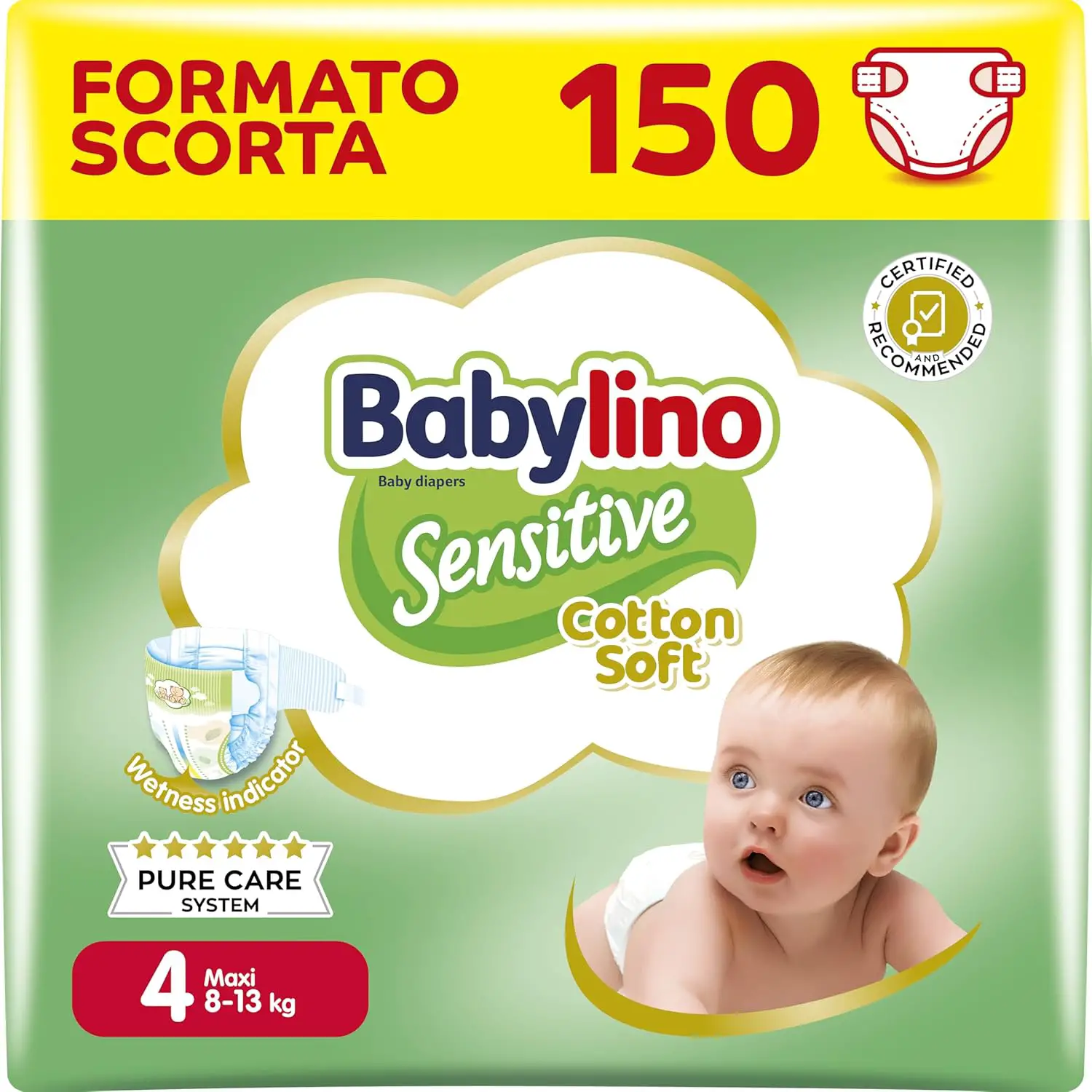 Babylino Sensitive Economy Pannolini Taglia 4 - 8/13 Kg - 50 Pezzi - pannolini e salviettine