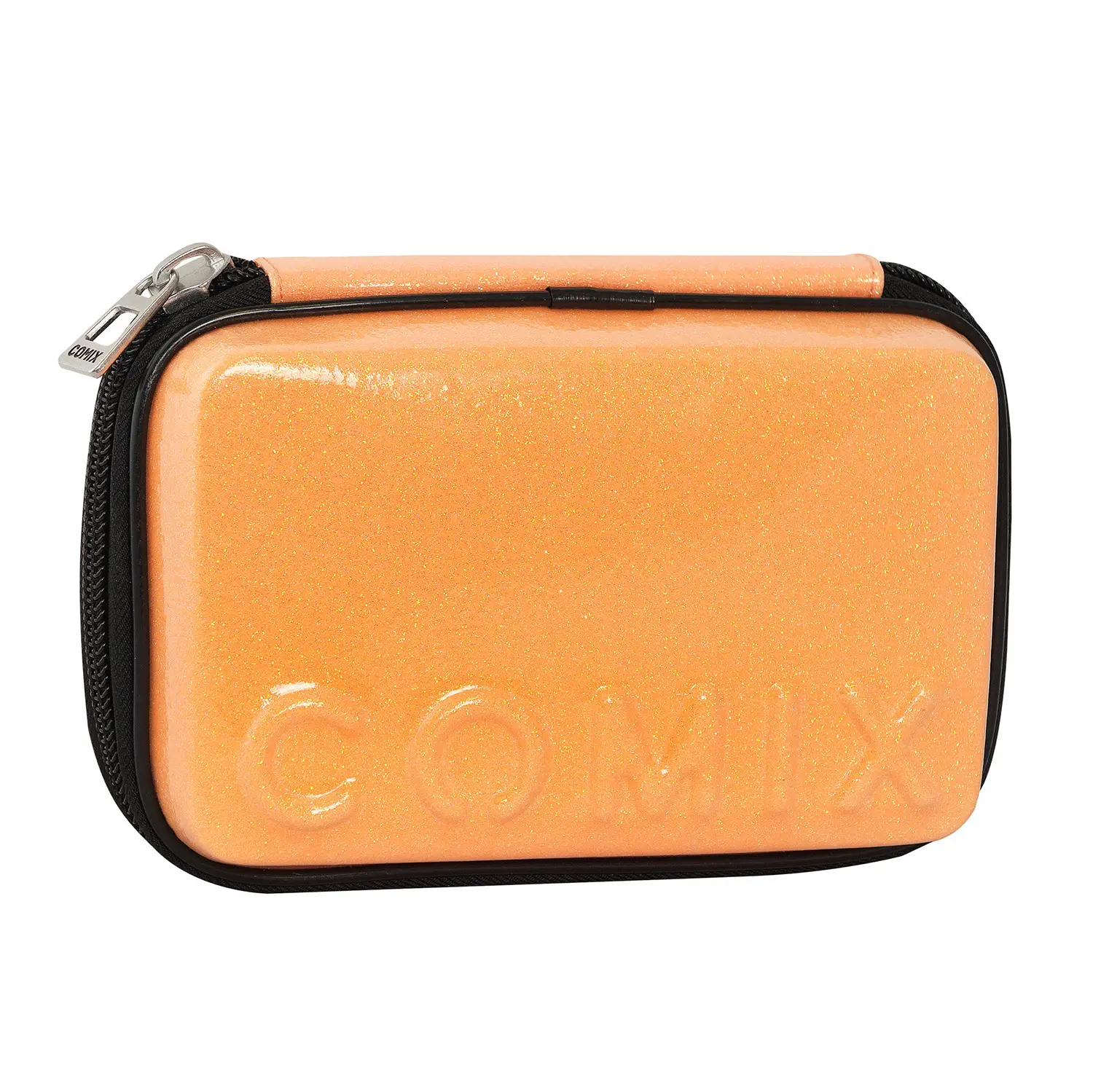 Comix Astuccio Scuola Corredo Maxi Zip Glitter Arancione - astucci colori