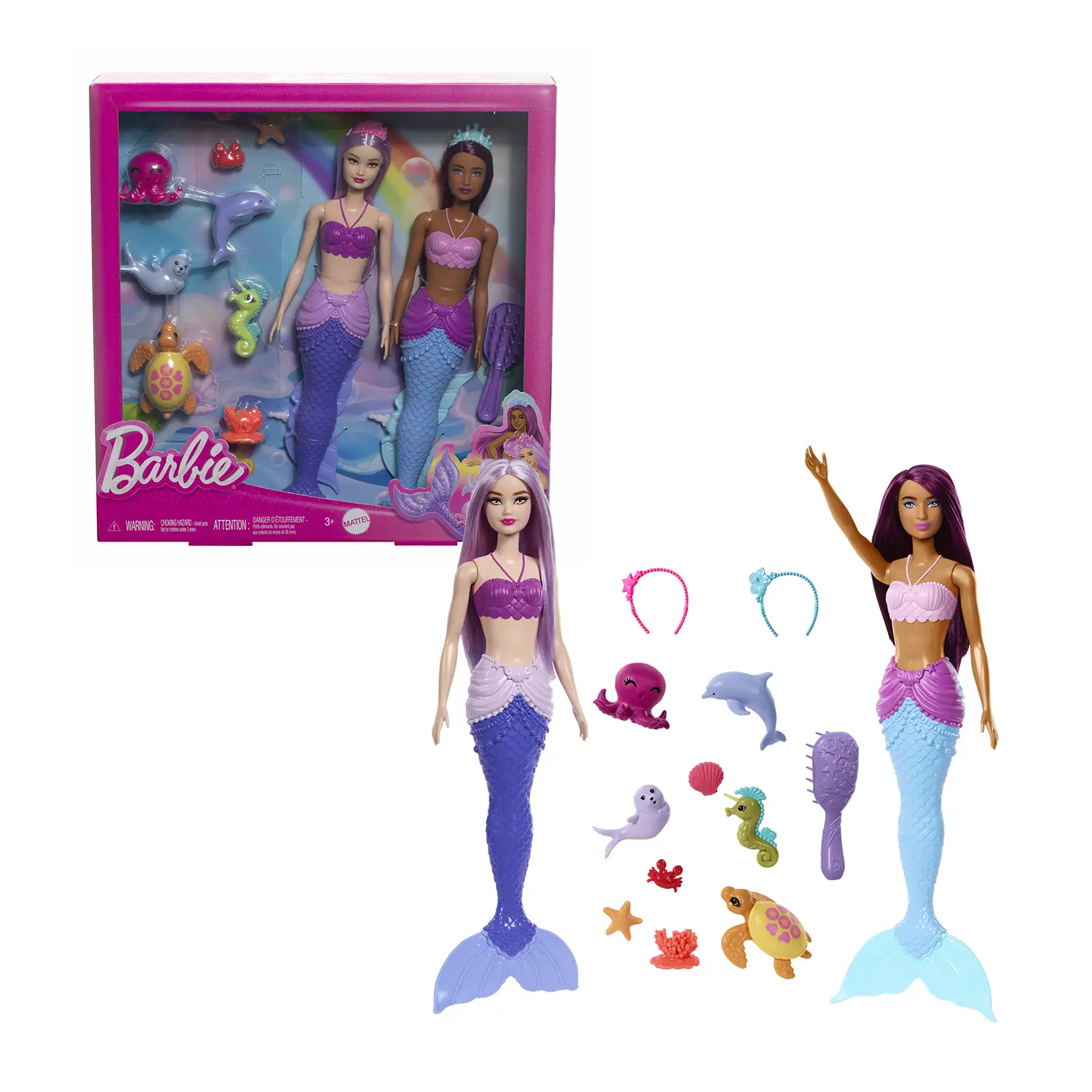 Set 2 Barbie Sirene con 10+ Accessori e Amici Marini - HRG71 - collezionabili bambina