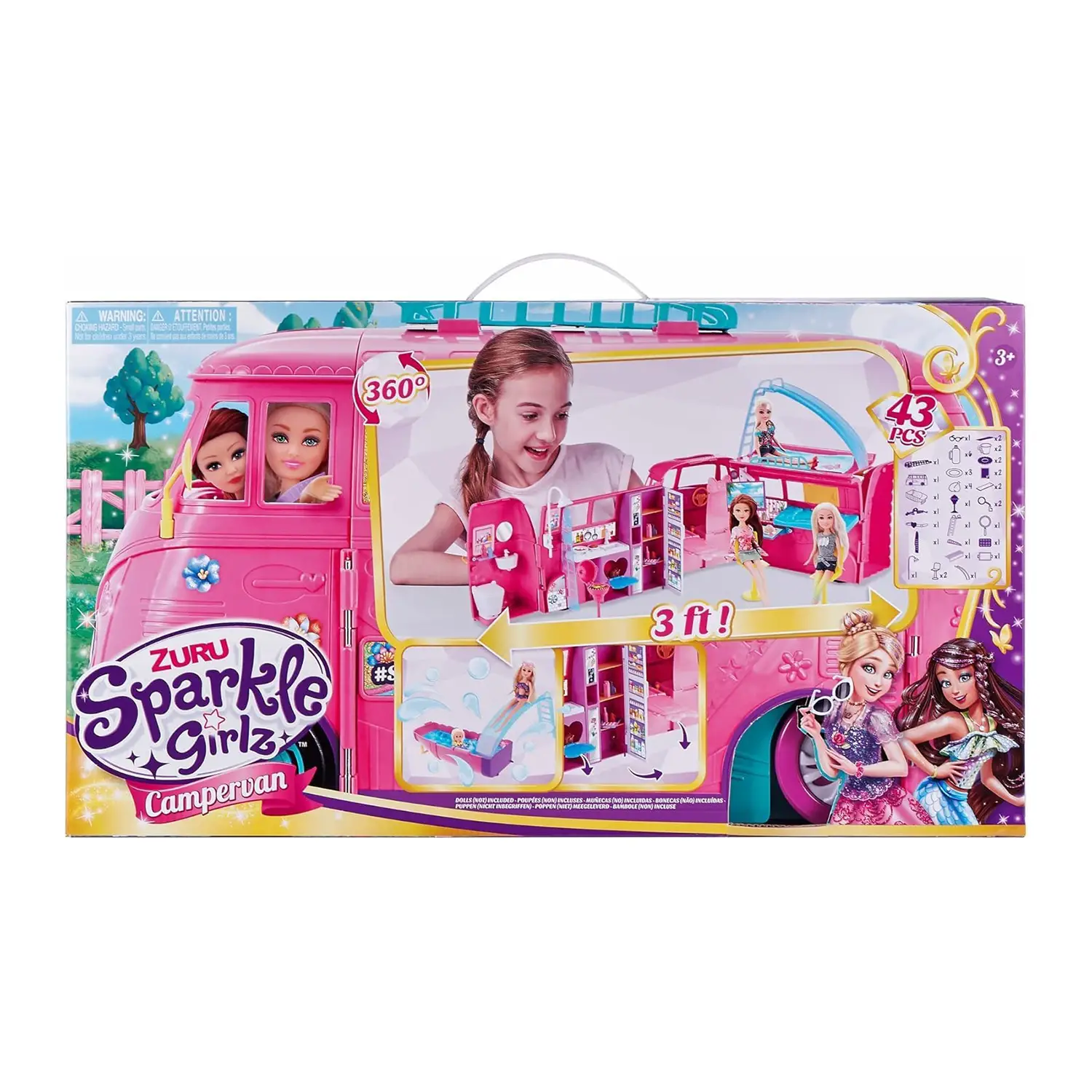 Sparkle Girlz Retro Camper Van - Playset Viaggio Scintillante - Ora a un Prezzo Super Scontato! - collezionabili bambina