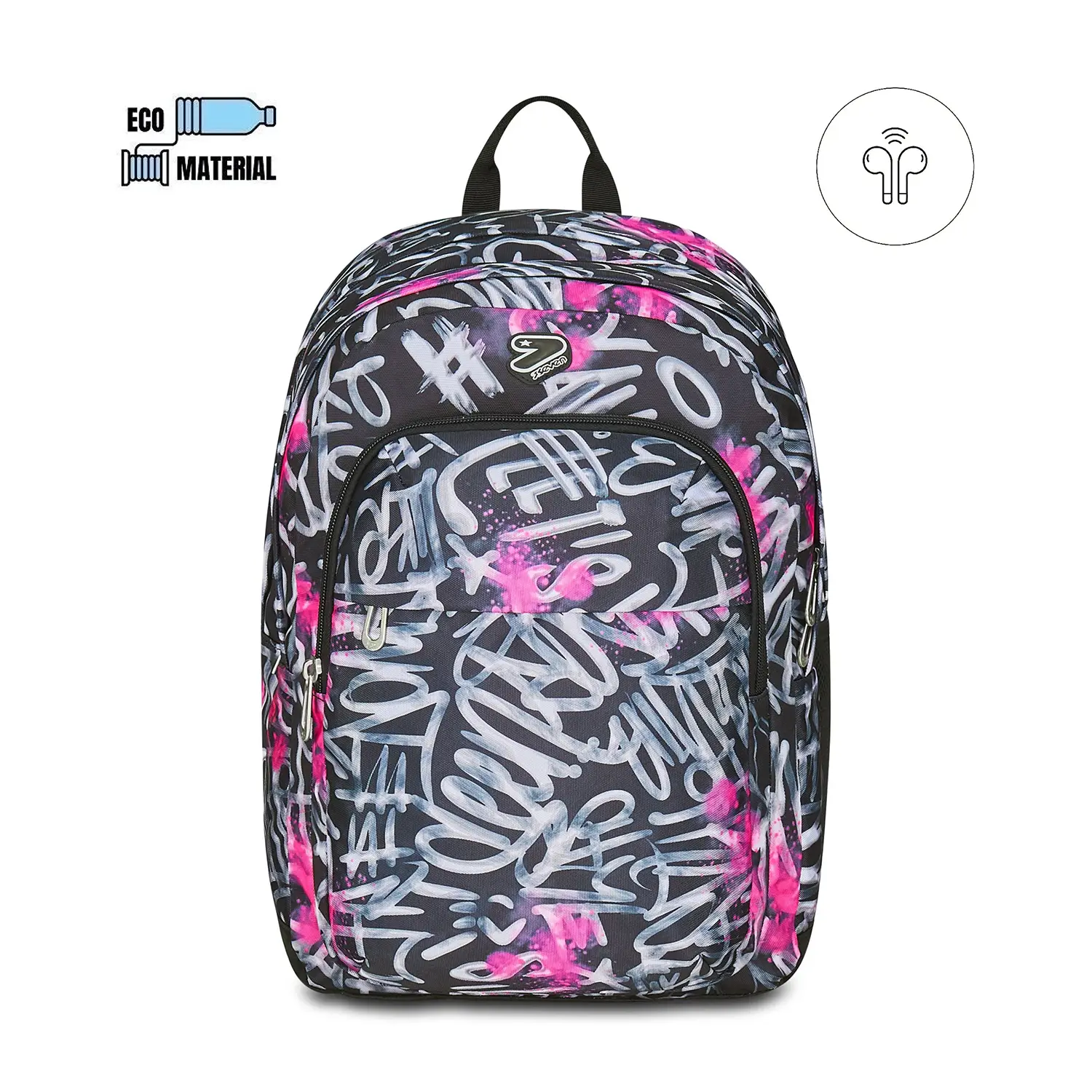 Zaino Scuola Pro Xxl Detach Grs Earphones Wireless Jet Black - zaini scuola