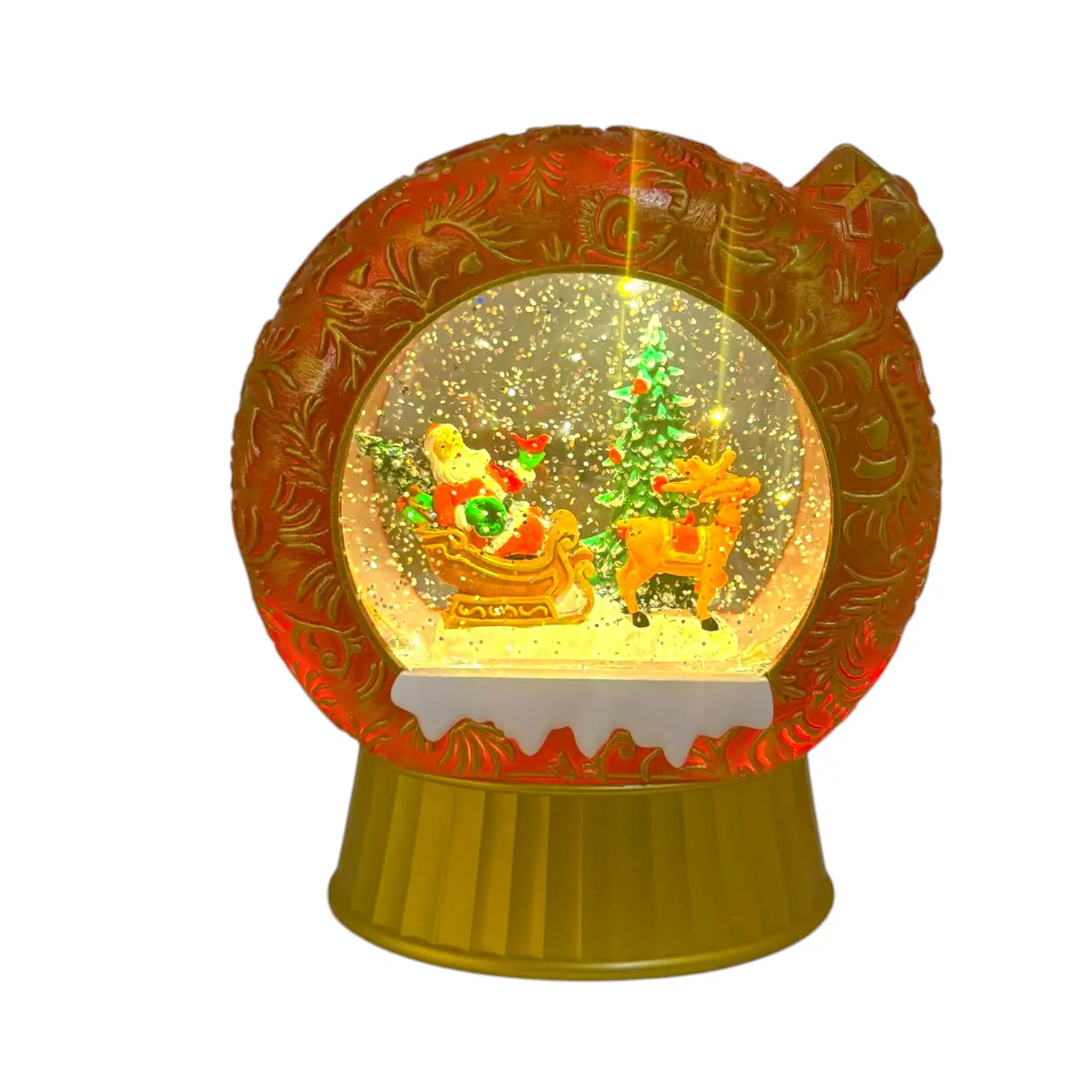 Sfera Natalizia Glitter LED Rossa H20 cm con Musica - scene e villaggi