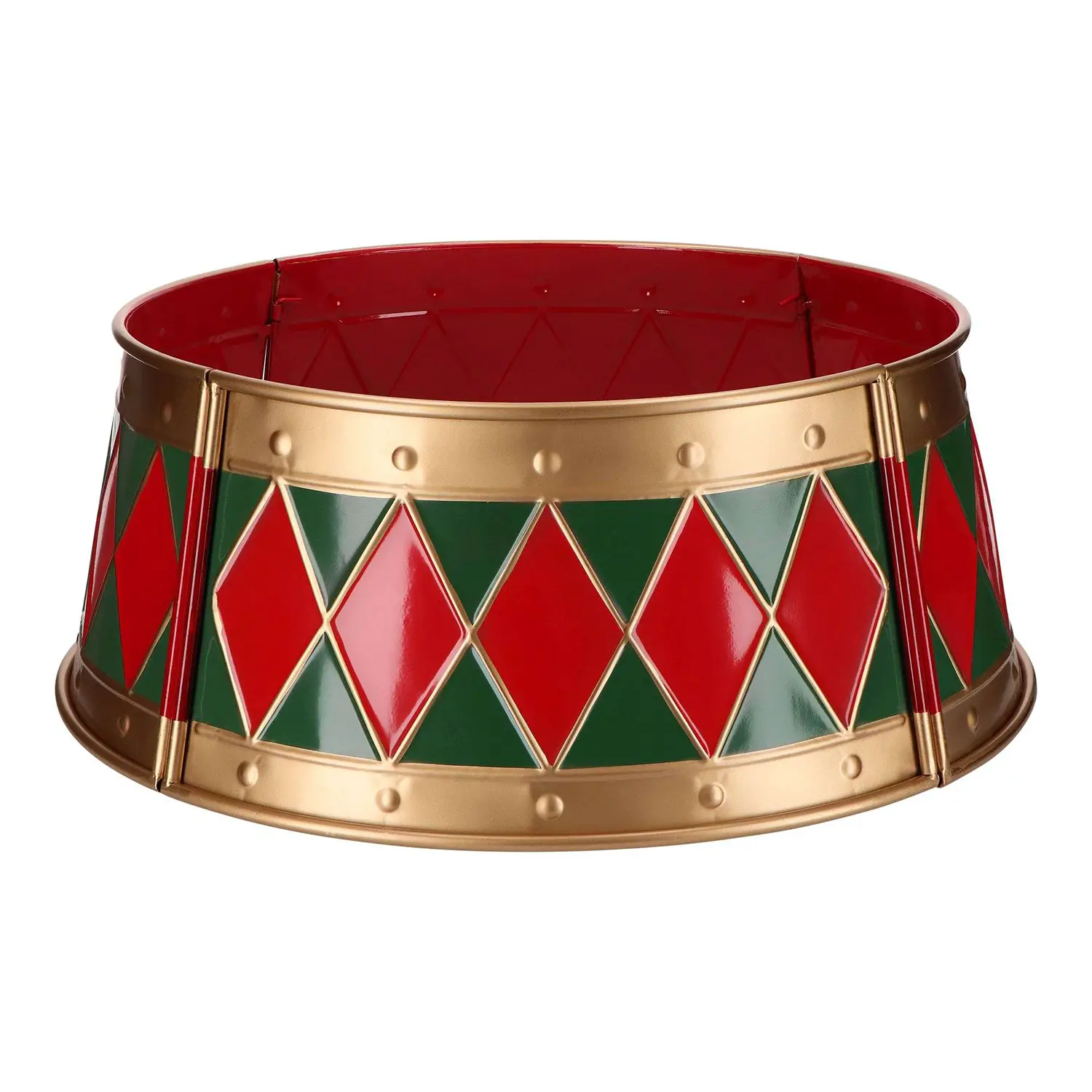 Natale Copribase per Albero in Metallo Rosso Verde Oro Ø66 Cm - basi albero
