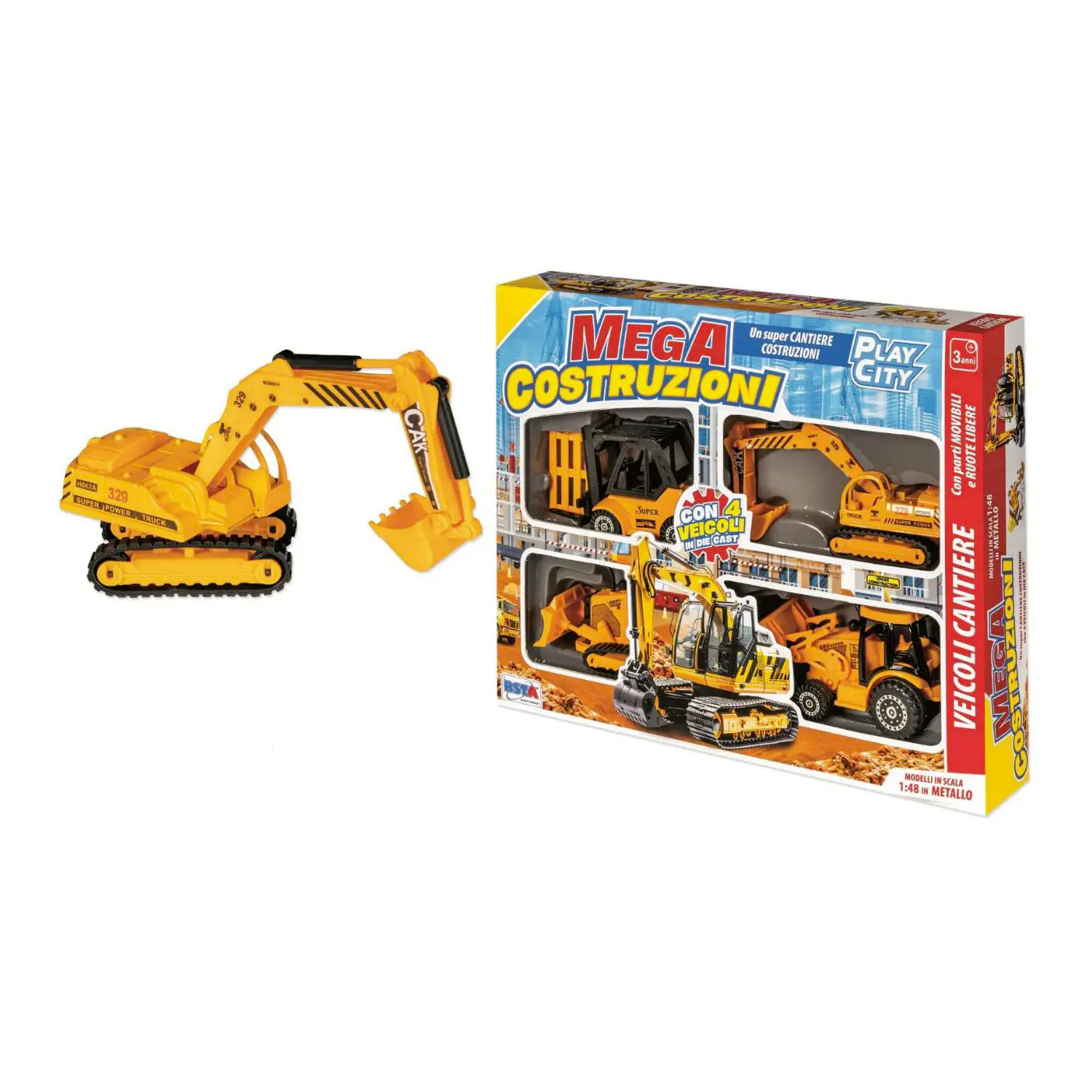 Playset Die Cast 4 Mezzi Costruzione Scala 1:48 - diecast