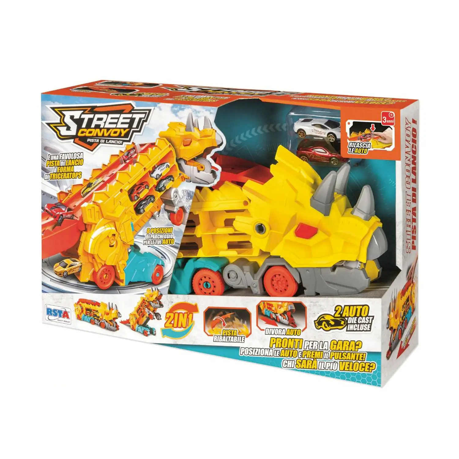 Pista Lancio Dino Truck Street Triceratopo - Veicoli, garage e piste