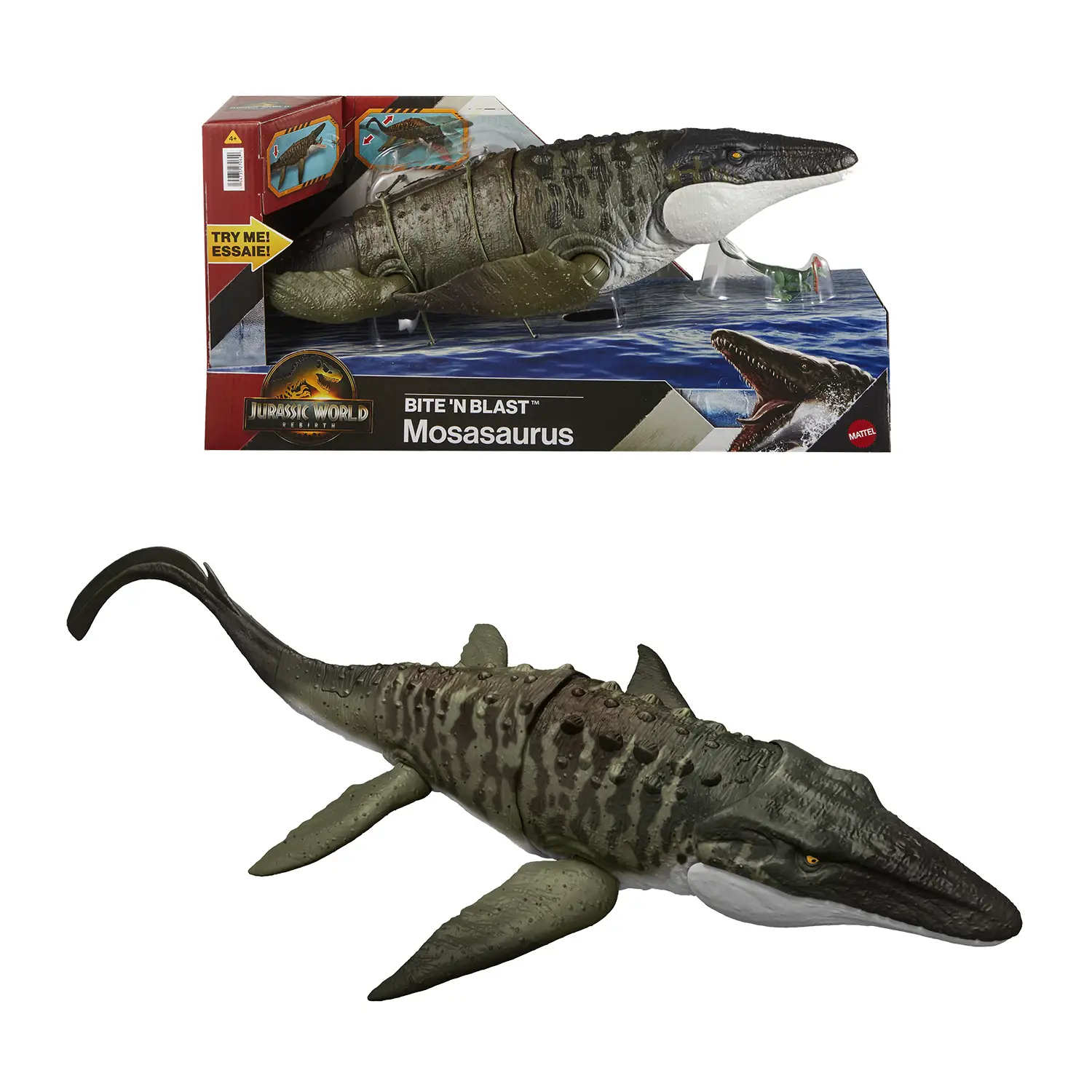 Jurassic World Mosasauro Morso Letale con Azione Spara-Dino - action figures ed accessori