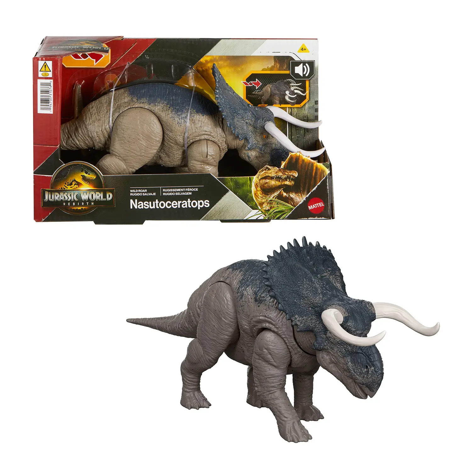 Jurassic World Rebirth Nasutoceratopo Ruggito Selvaggio 30 cm - action figures ed accessori