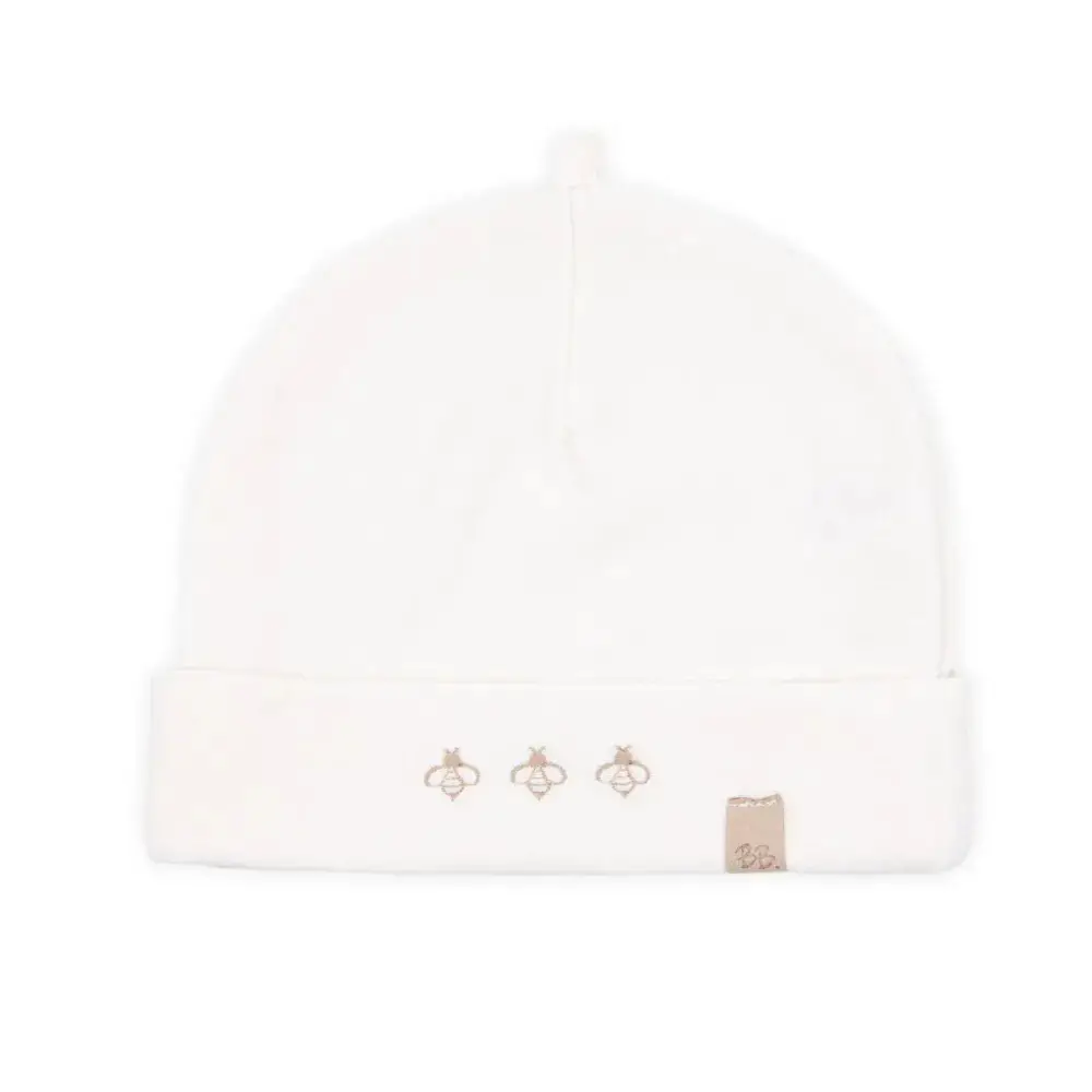 Cappellino Neonato Bees Panna Taglia S Cotone Morbido -