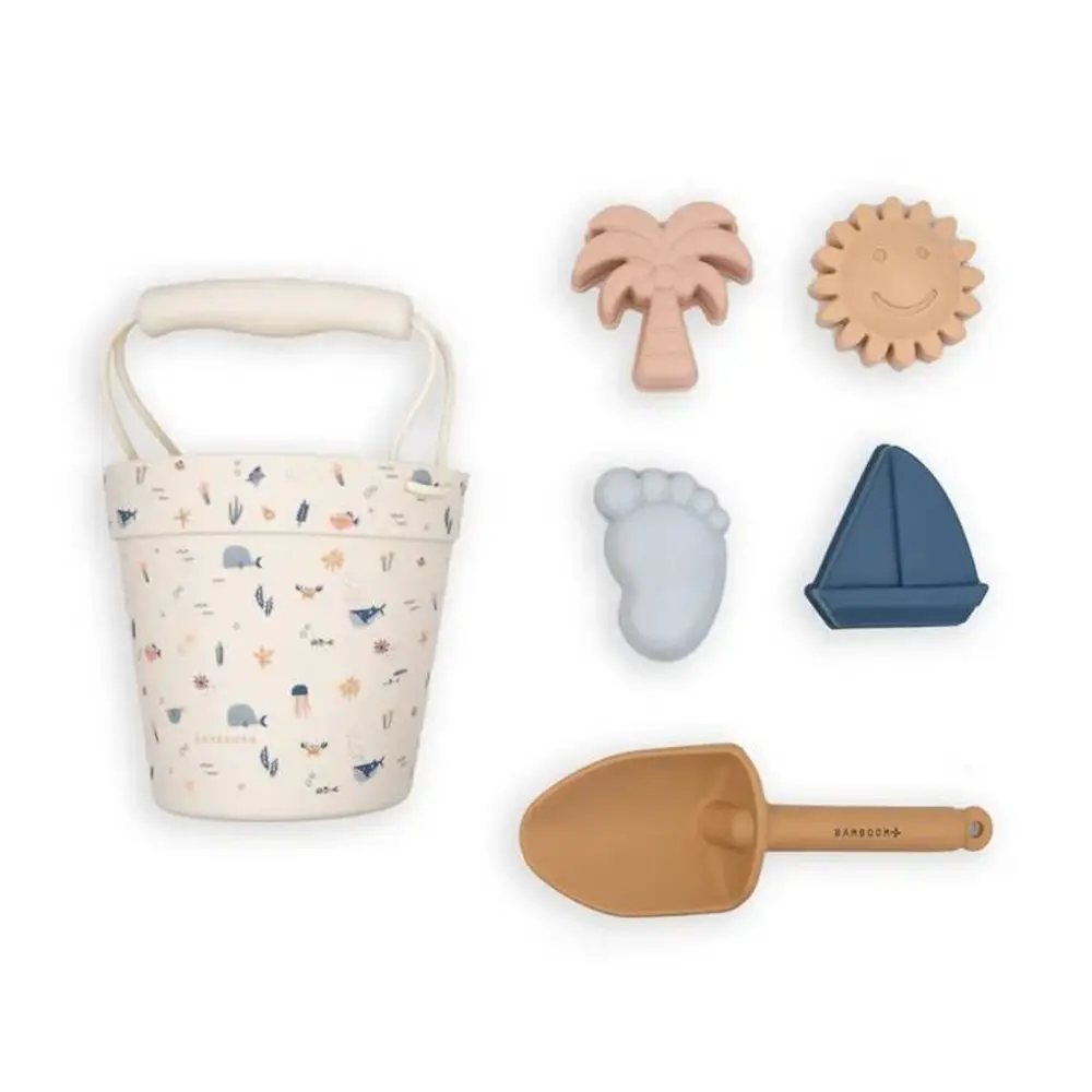 Bamboom Set Spiaggia Morbido Secchiello Con Accesori Print Sealife - estivo mare