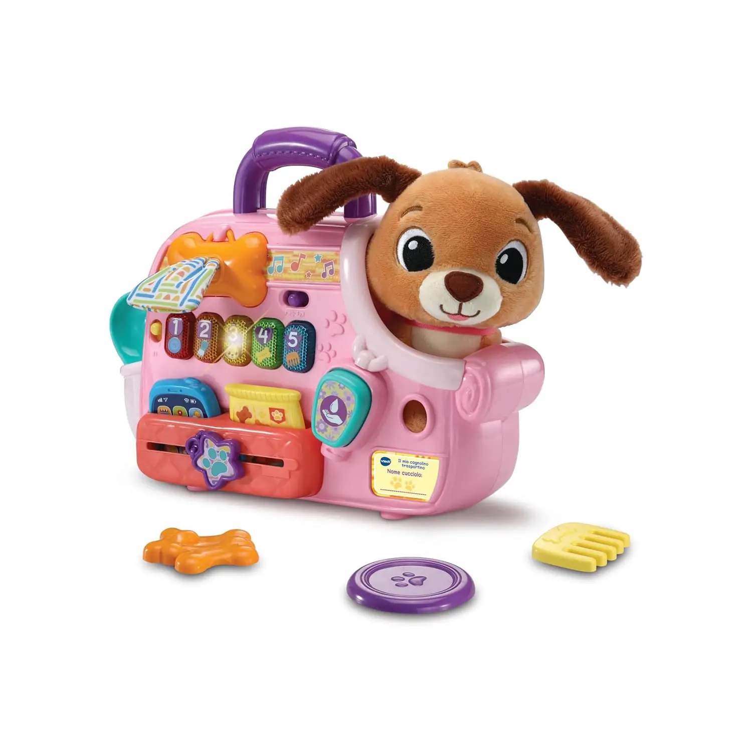 VTech Il Mio Cagnolino Trasportino Interattivo | Peluche e Accessori Educativi - Primi giochi