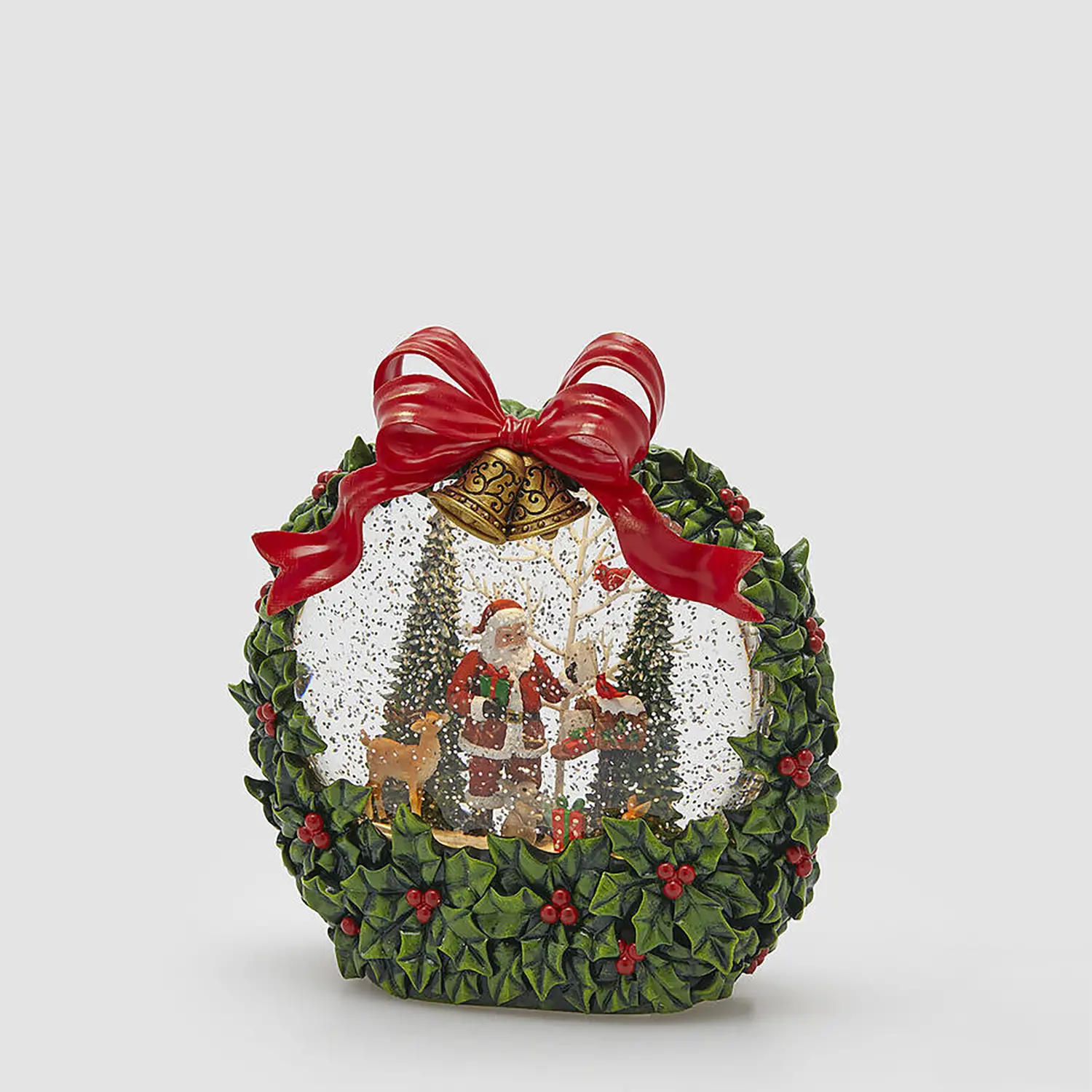 Villaggio Natalizio Corona con Babbo Natale LED Musica e Movimento 21cm - addobbi casa