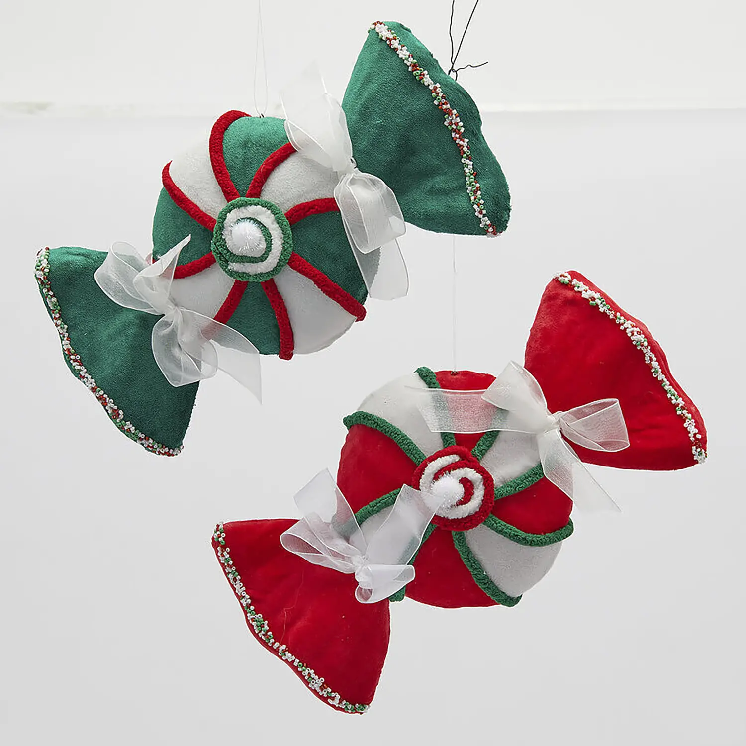 Addobbo Natalizio Caramella Stoffa 29cm Rosso Verde 2 Assortiti - addobbi albero