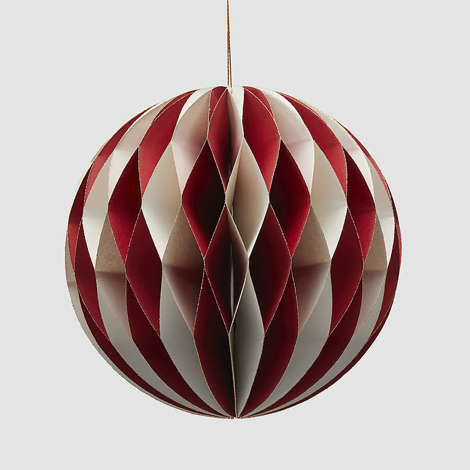 Palla Natalizia Origami 15cm Bianco Rosso Decorazione Albero - addobbi albero