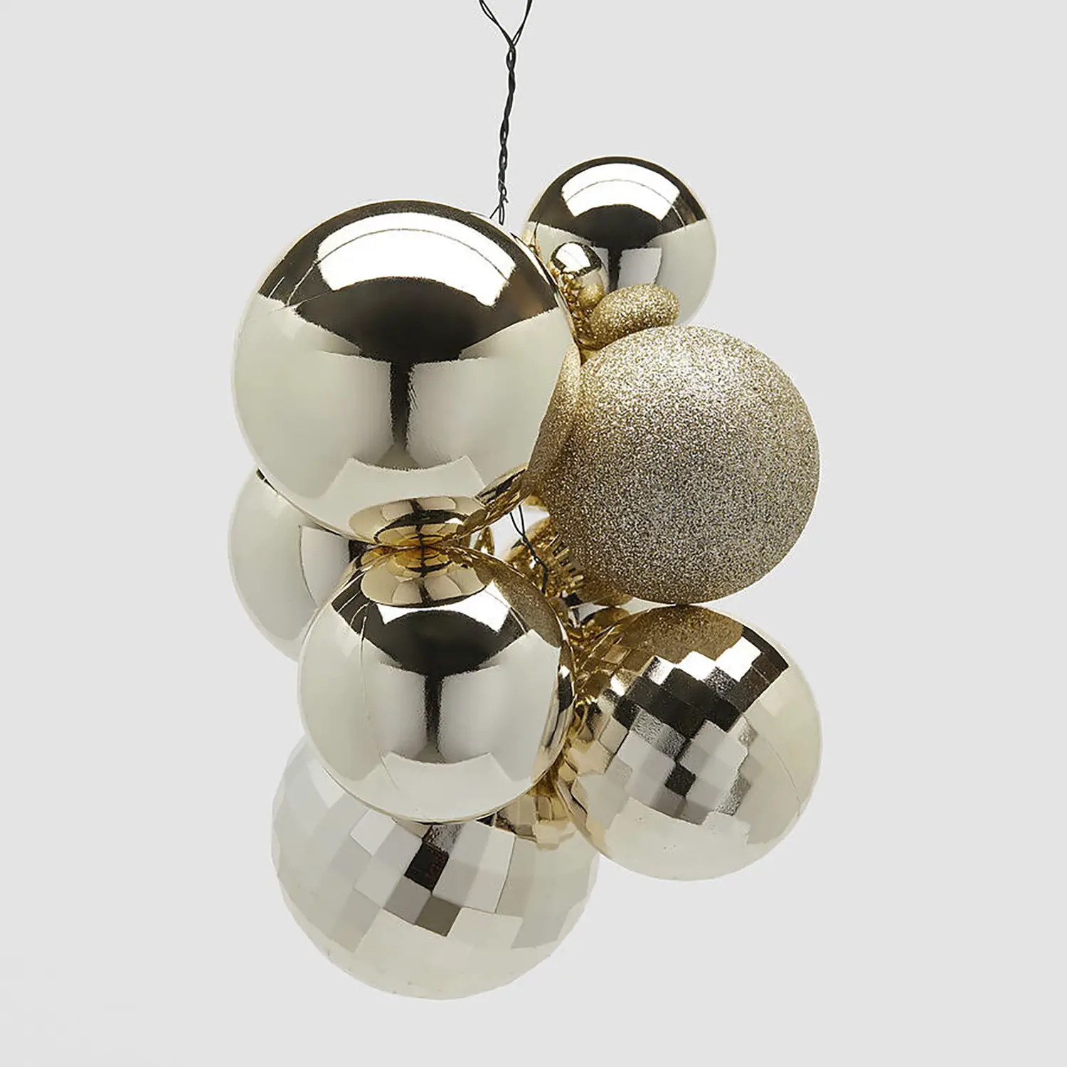 Grappolo Palline Natalizie MirrorMix 10pz Champagne EDG - addobbi albero