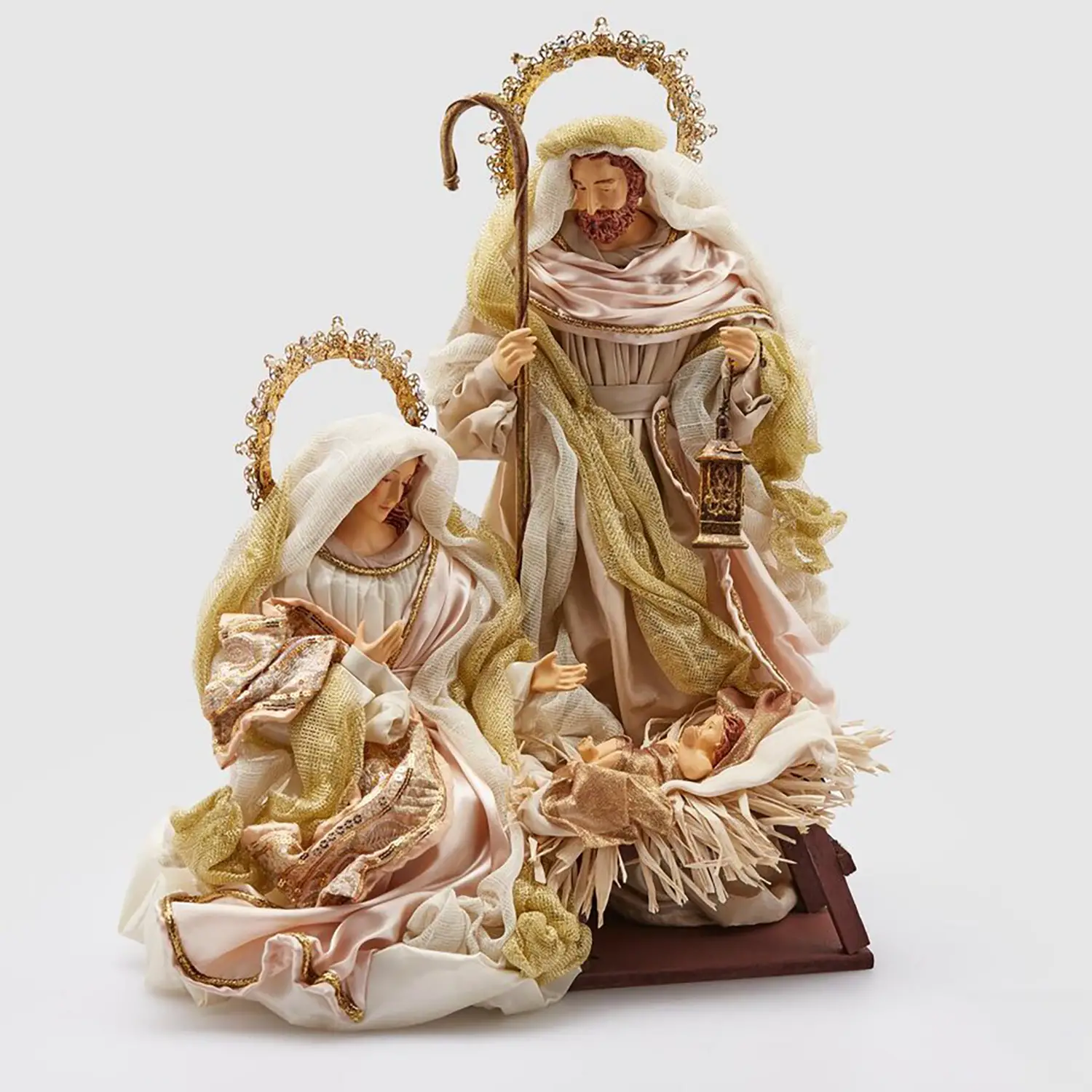 Natività Natalizia in Tessuto con Culla H50cm Oro Bianco - presepi