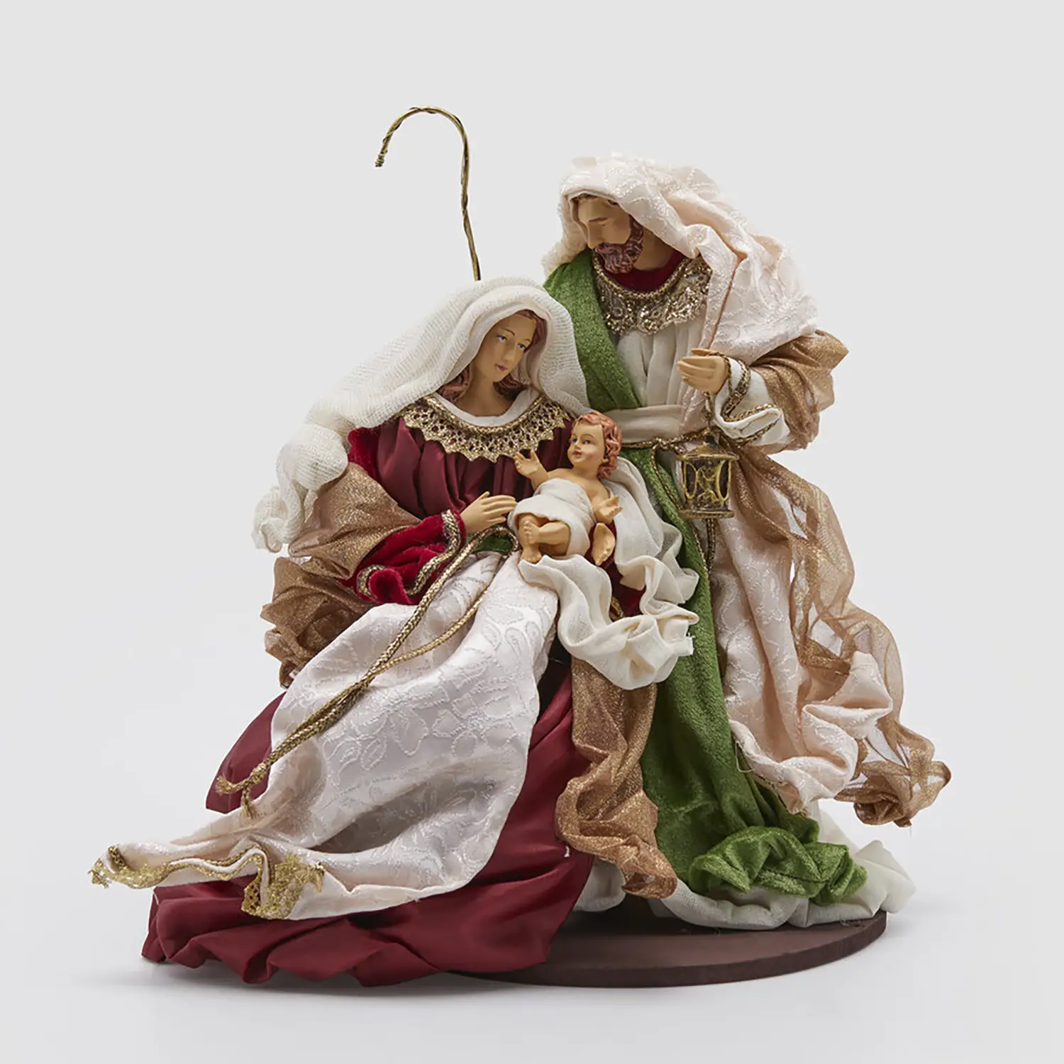 Natività King con Base H40cm in Tessuto Verde Rosso - presepi