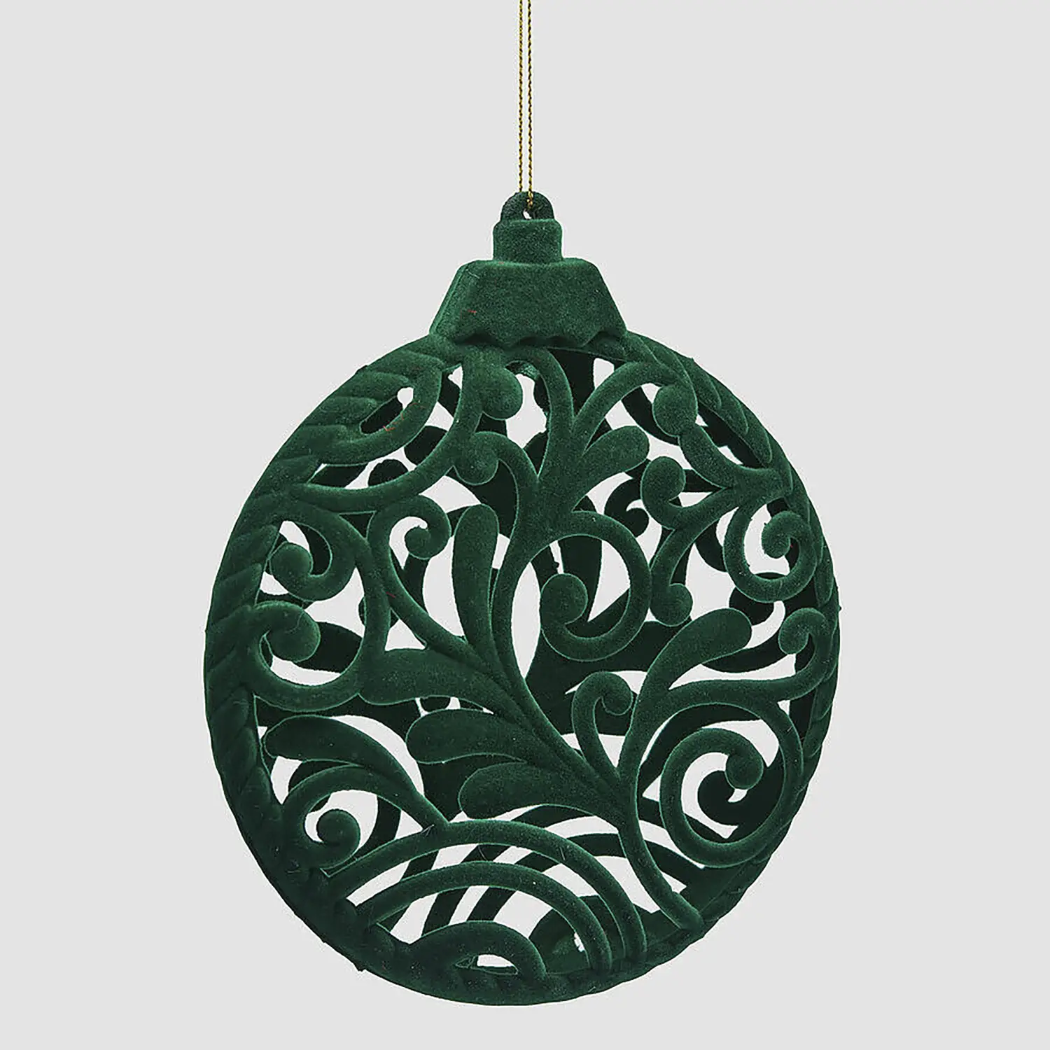 Medaglione di Natale Velvet Ø15cm Verde Intagliato Elegante - addobbi albero