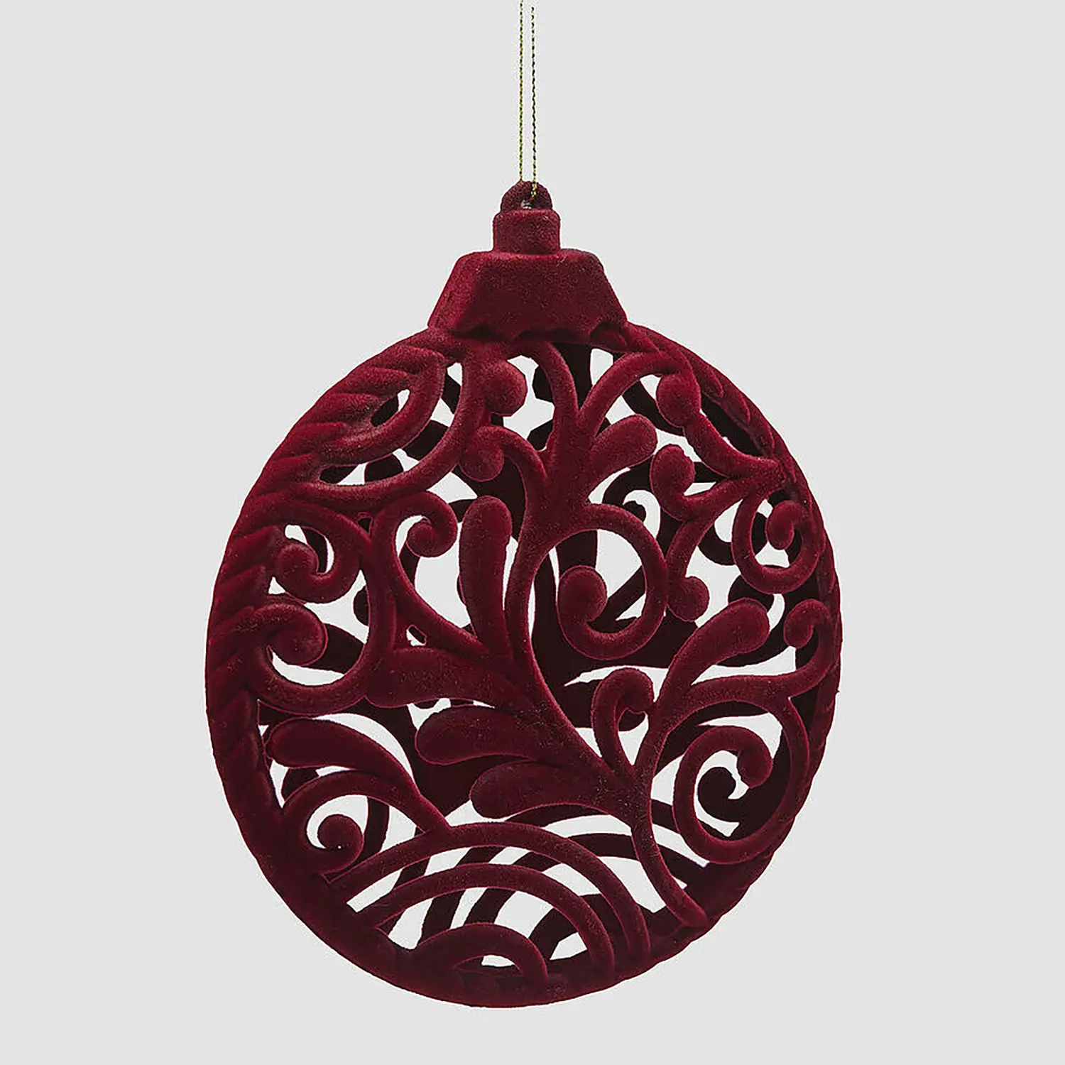 Medaglione di Natale Velvet Ø15cm Burgundy Intagliato Elegante - addobbi albero